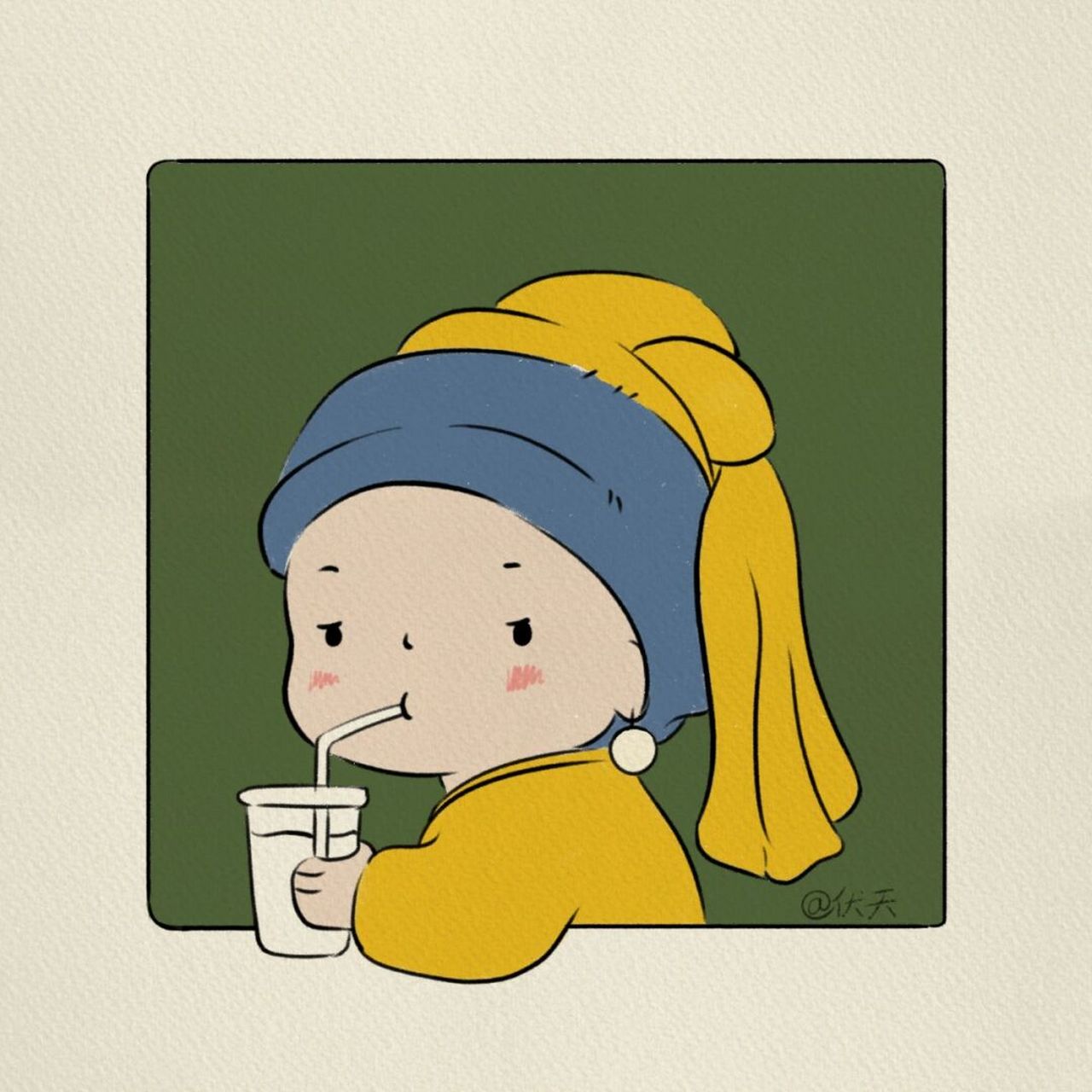 带珍珠耳环的少女简笔画‖(25) #带珍珠耳环的少女# #简笔画教程# #简