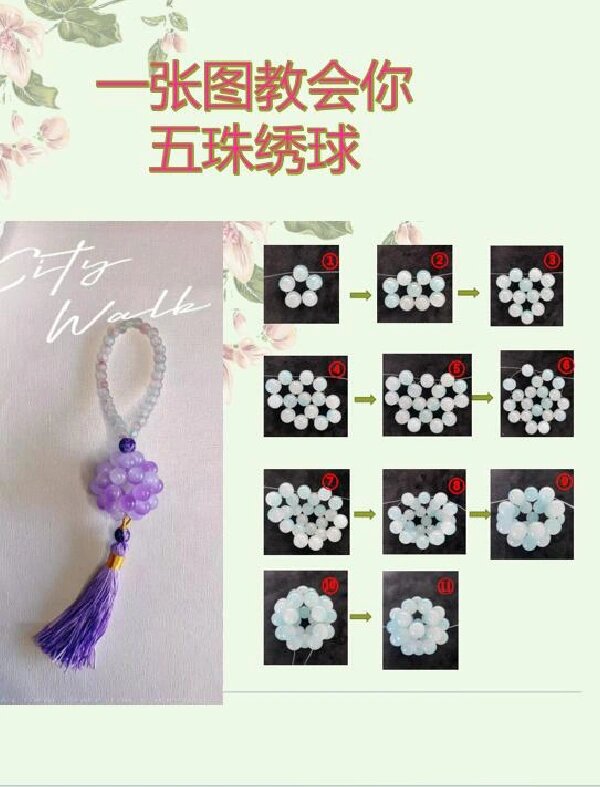 一张图教会你做五珠绣球,教程来了