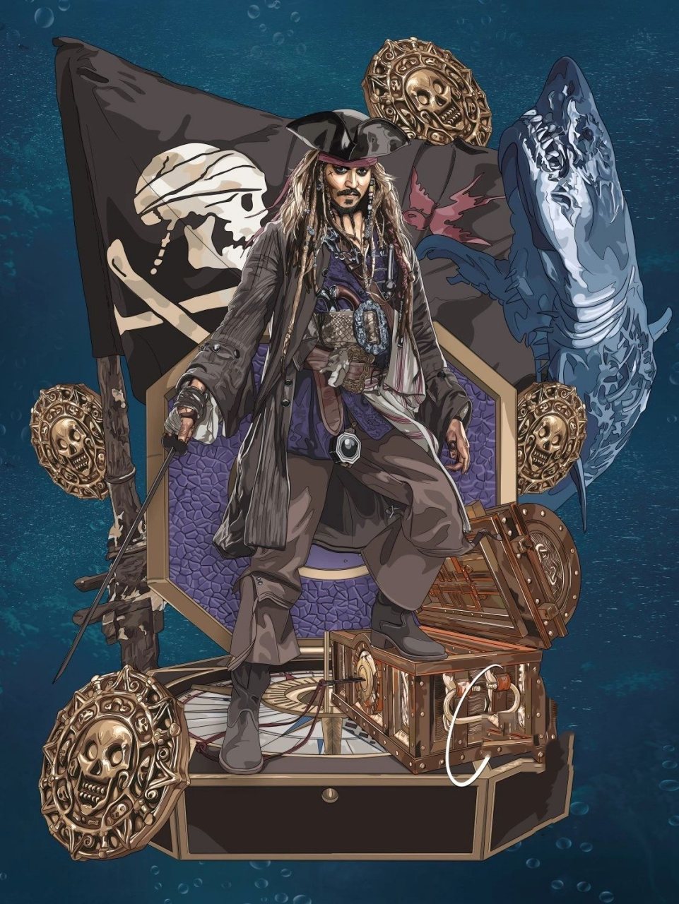 图腾绘作品-加勒比海盗《杰克船长》 这周的图腾绘作品是《加勒比海盗