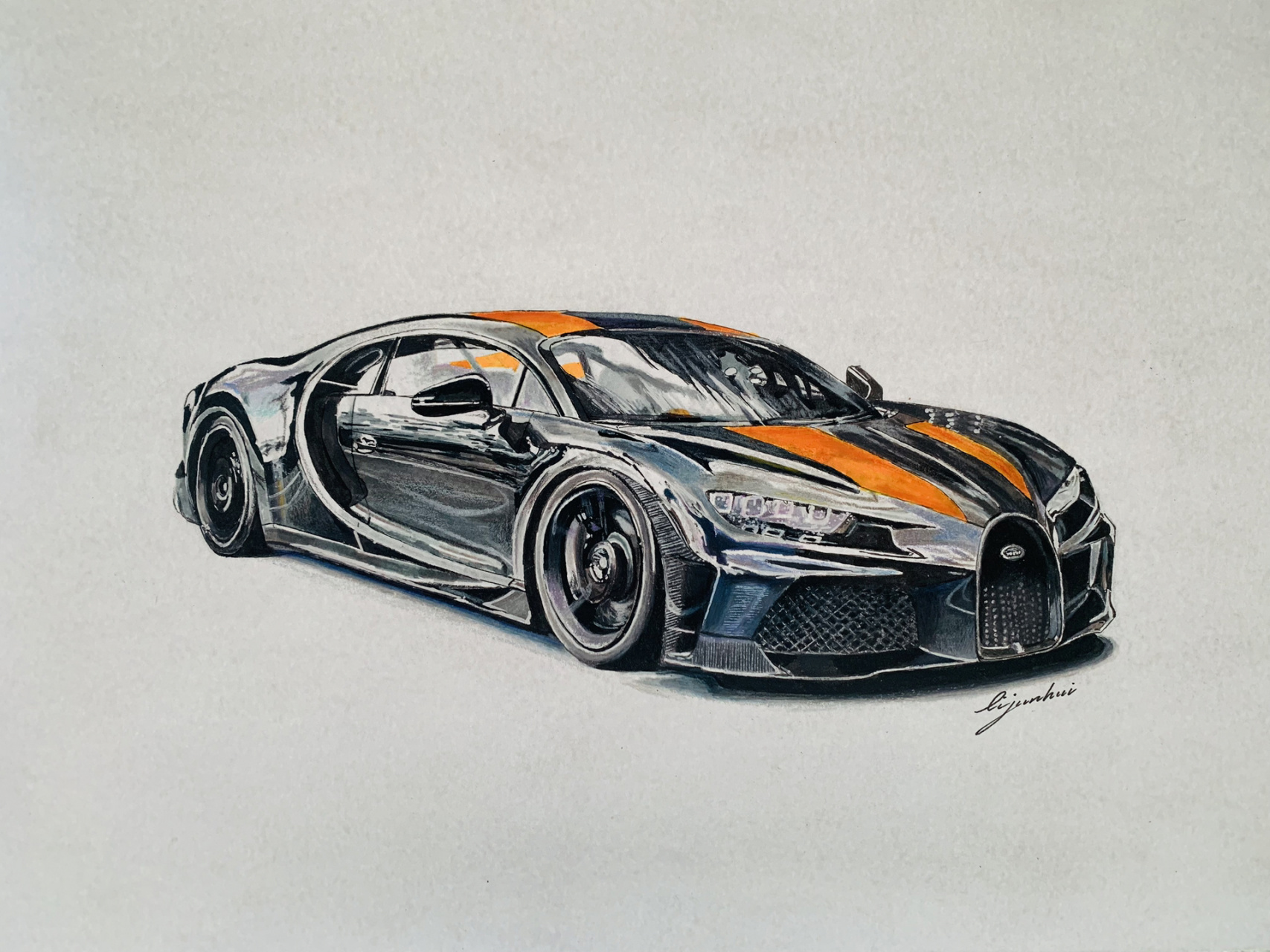 手绘布加迪凯龙 super sport 300 步骤图! (8.10作)