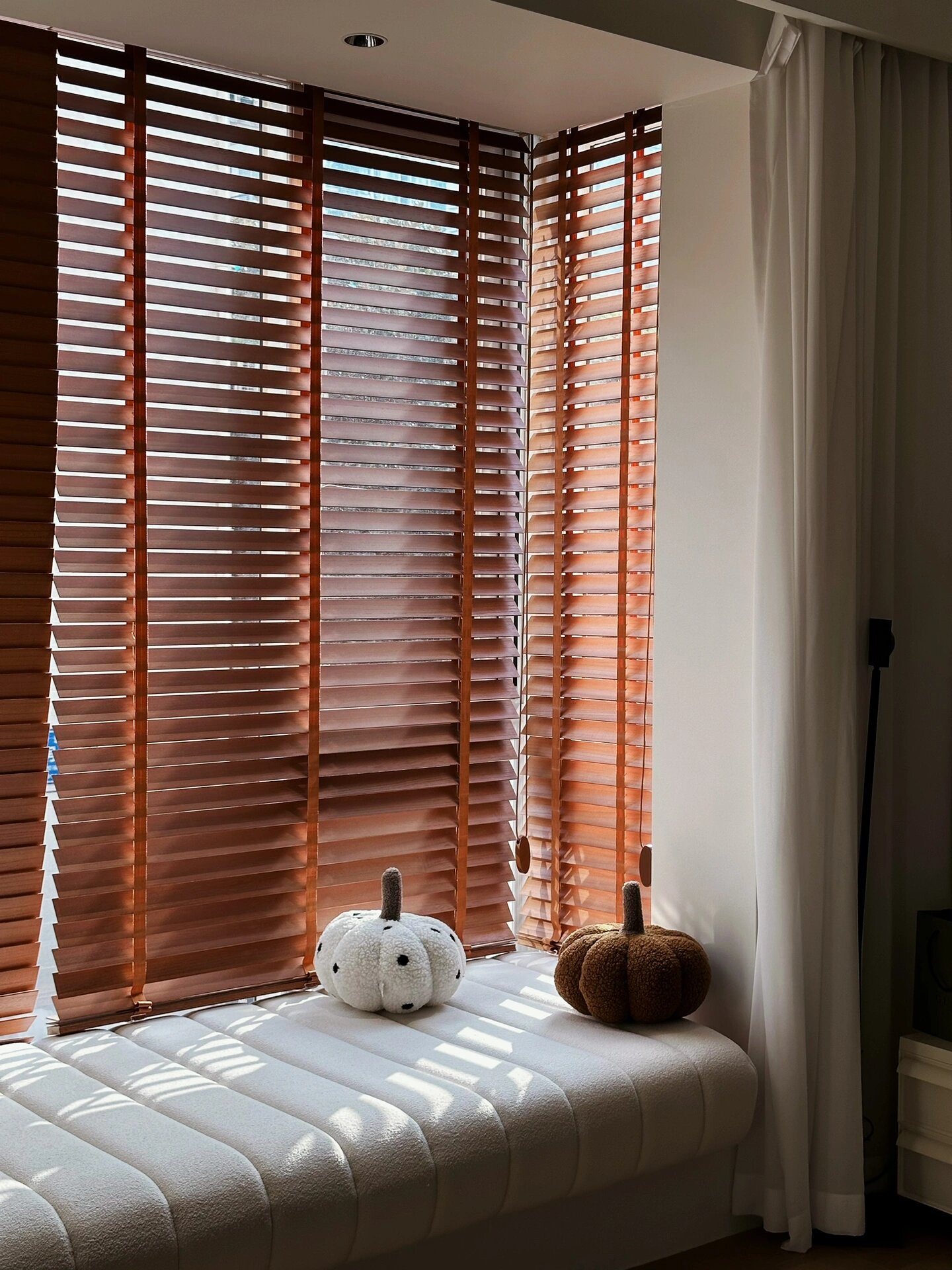 今天下班回家看到我的卧室,木百叶窗太美了