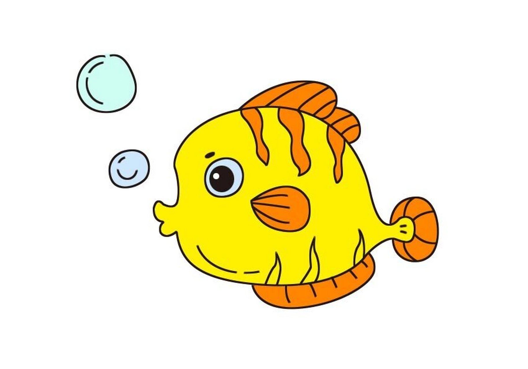 小鱼简笔画卡通彩色图片
