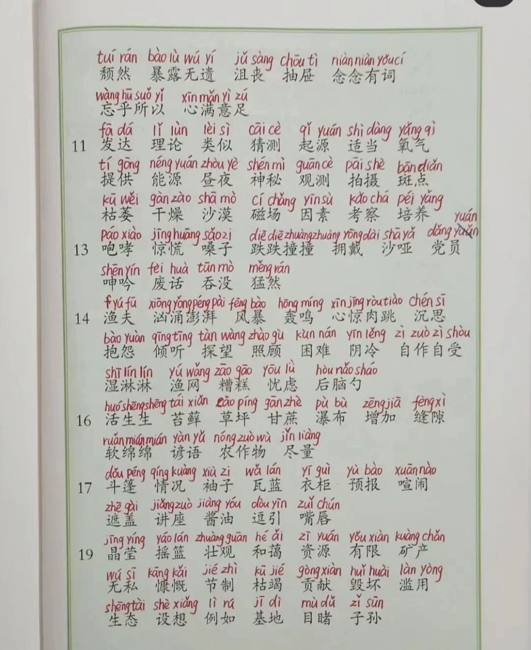 六年级语文上册词语表注音 六年级语文上册 词语表注音