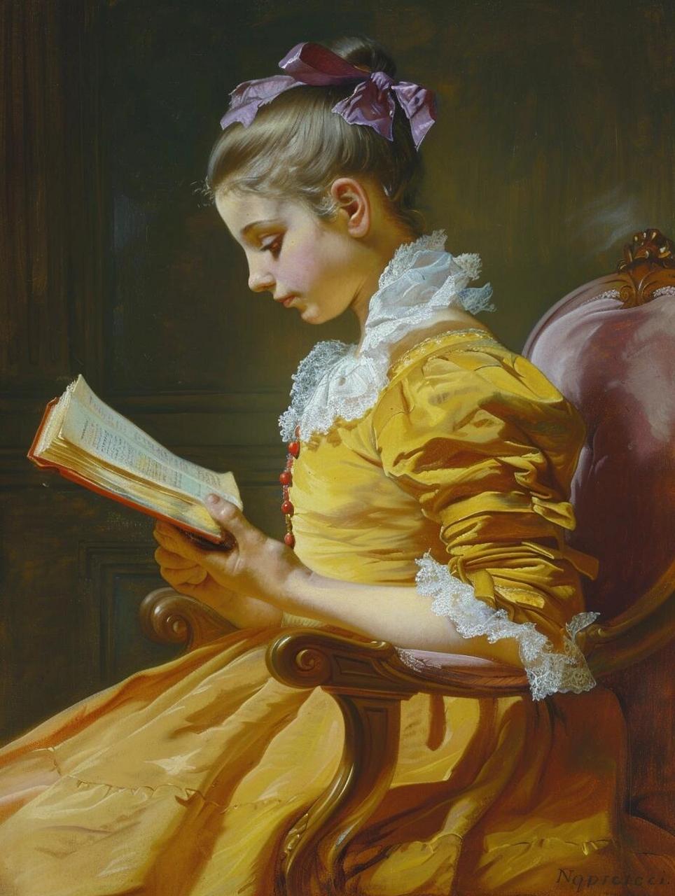 ai油画|读书的姑娘