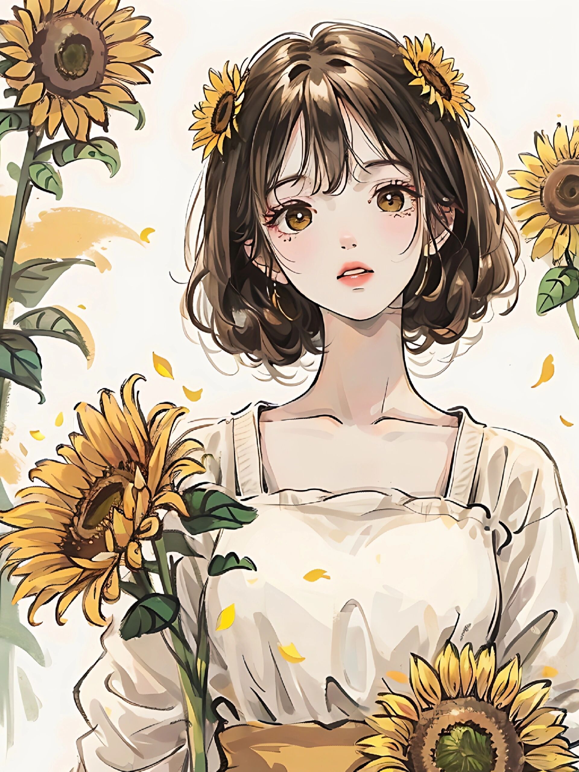 国绘向日葵女孩三期