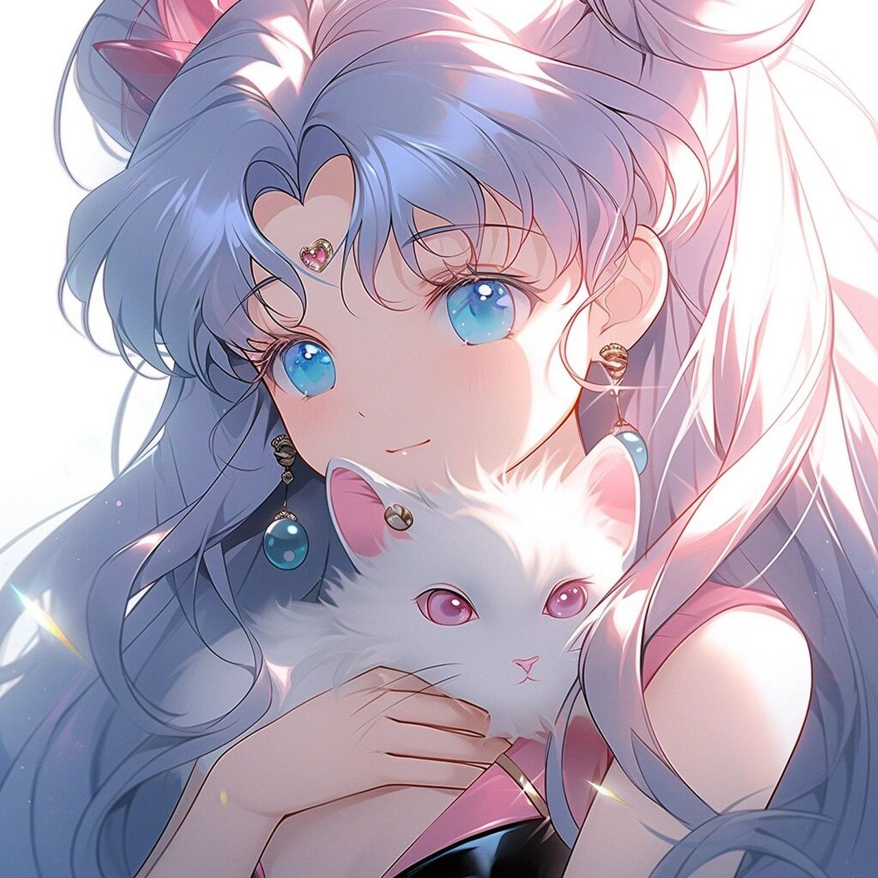 旧漫头像丨蓝发少女与猫猫兔(>