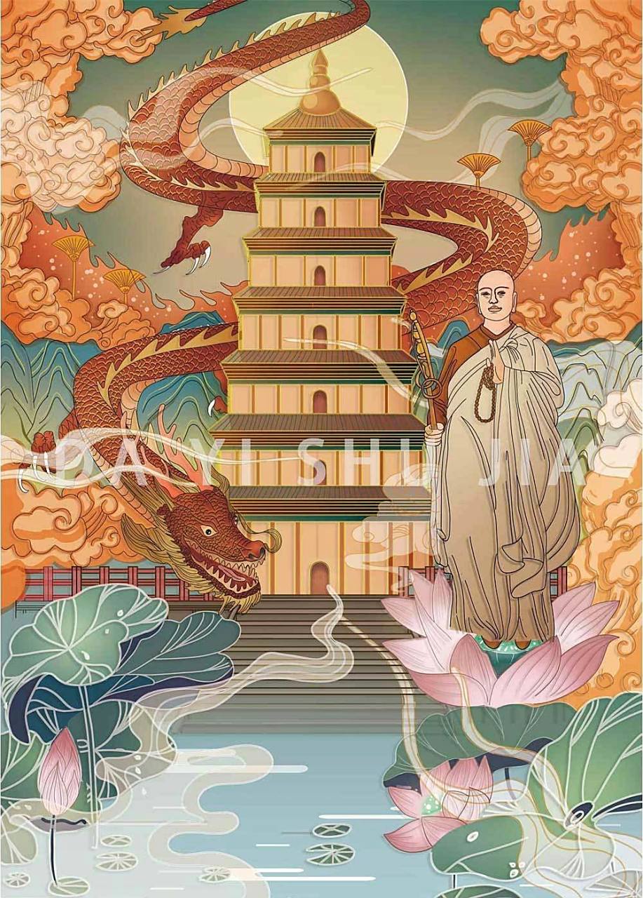 视传考研手绘素材 名胜古迹篇(西安大雁塔) 视觉传达设计考研手绘素材