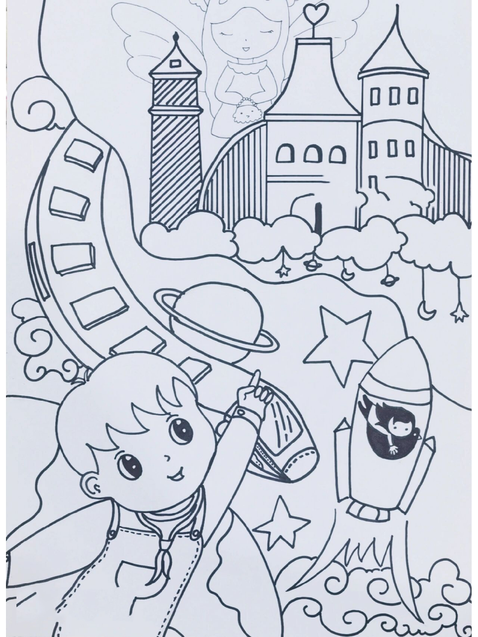 梦想主题绘画比赛作品  一个学生的参赛作品,关于梦想主题的,上面有