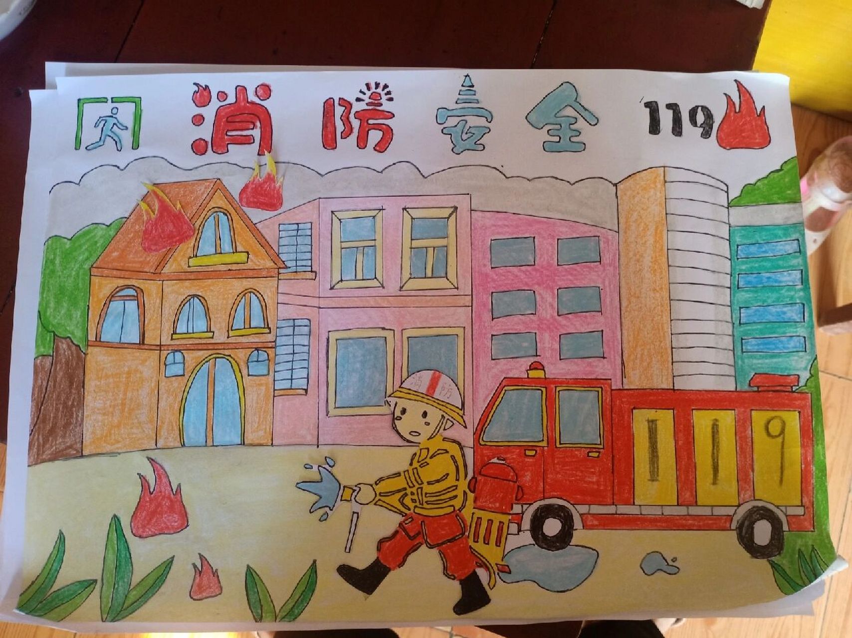 防火保家园幼儿绘画图片