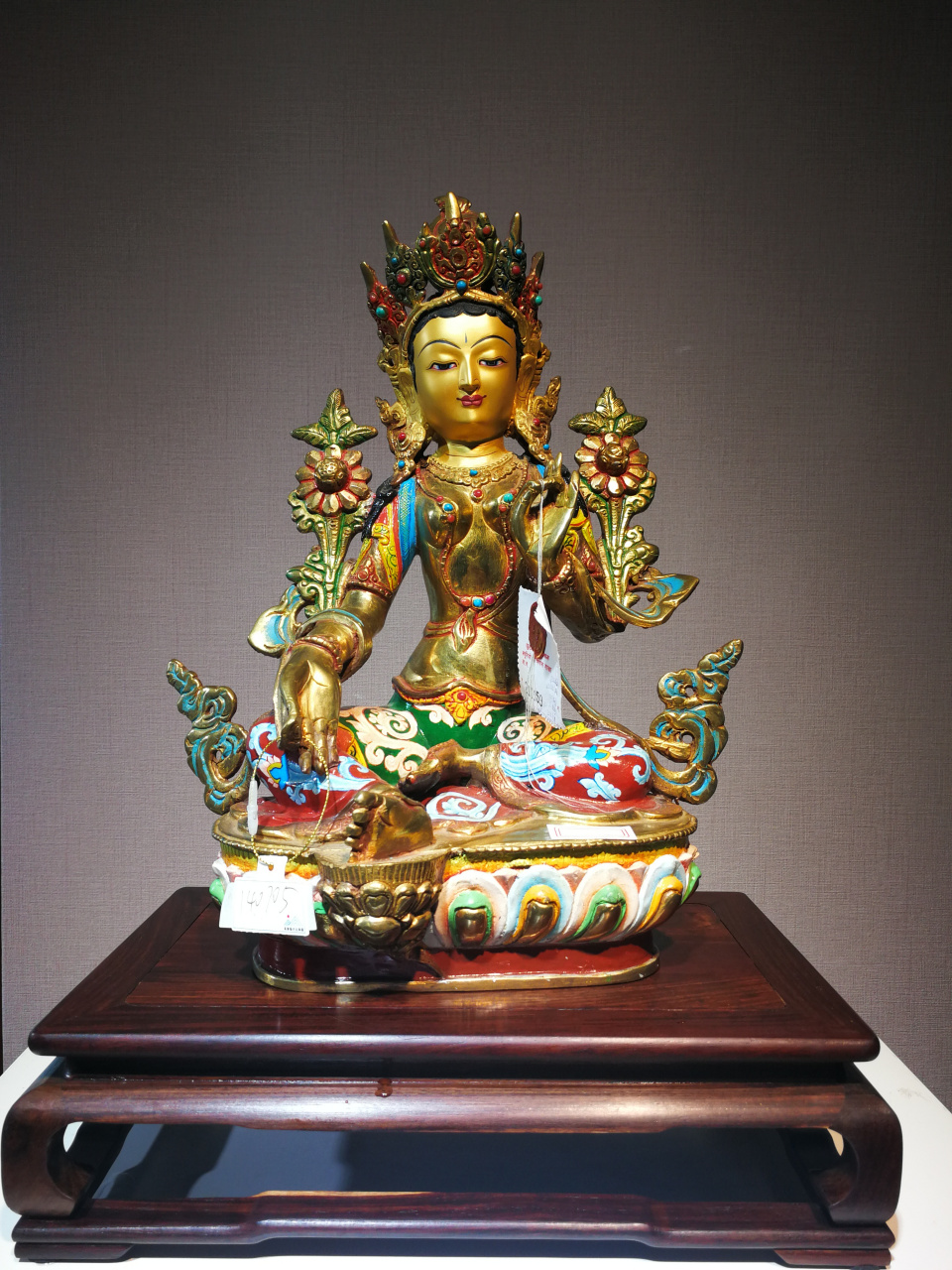 [音乐][音乐]尼泊尔鎏金佛像95 彩绘工艺 [鲜花][鲜花]绿度母  33