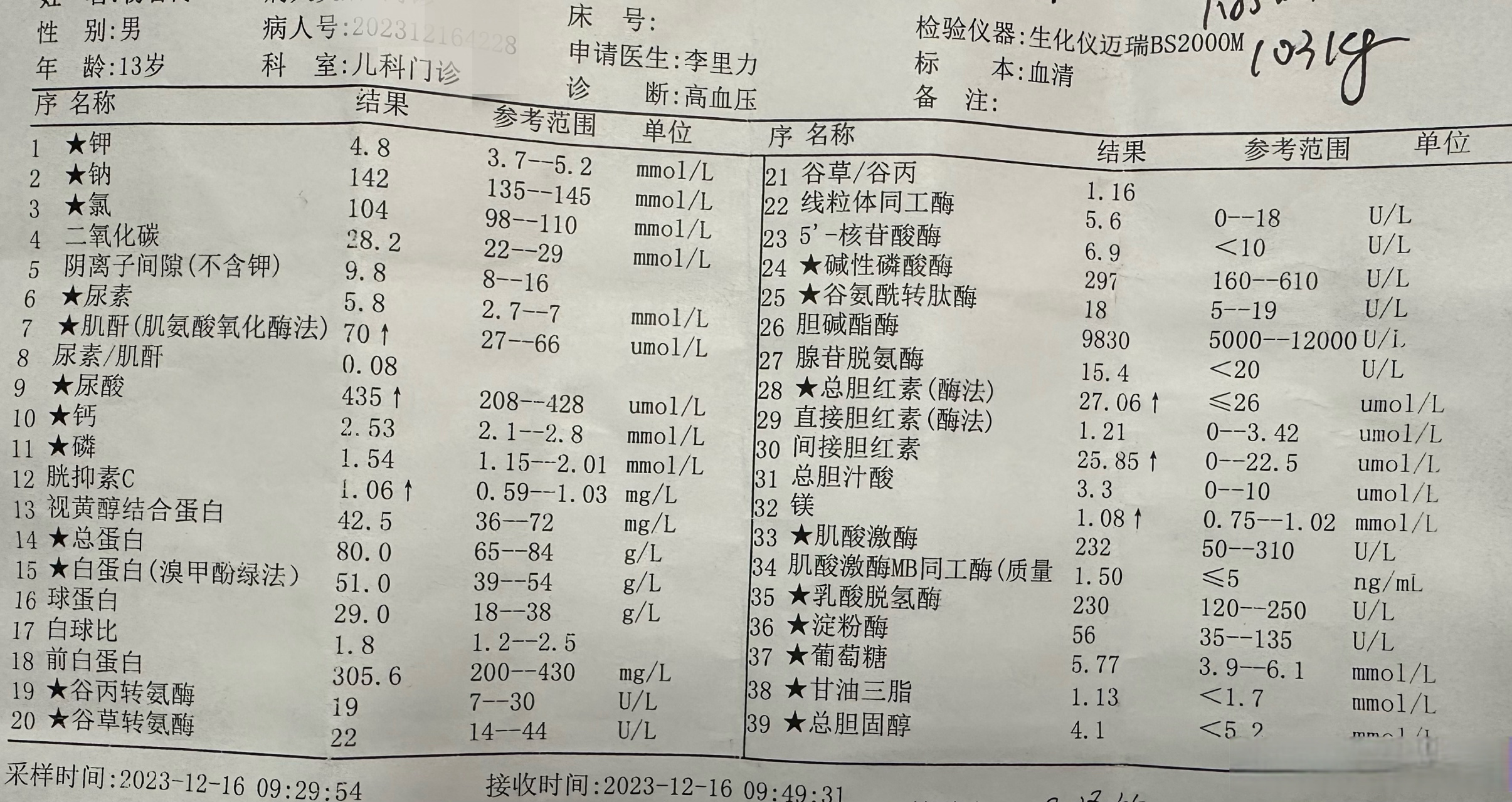 血肌酐检查图片