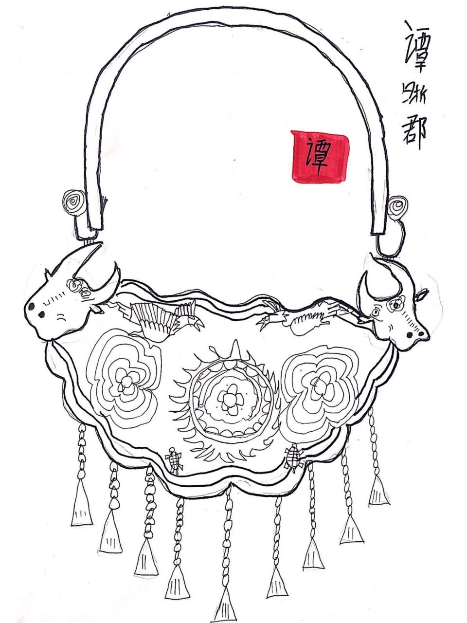 暑假班——苗族银饰设计创意画 今日绘画主题:《苗族银饰 》 苗族主要