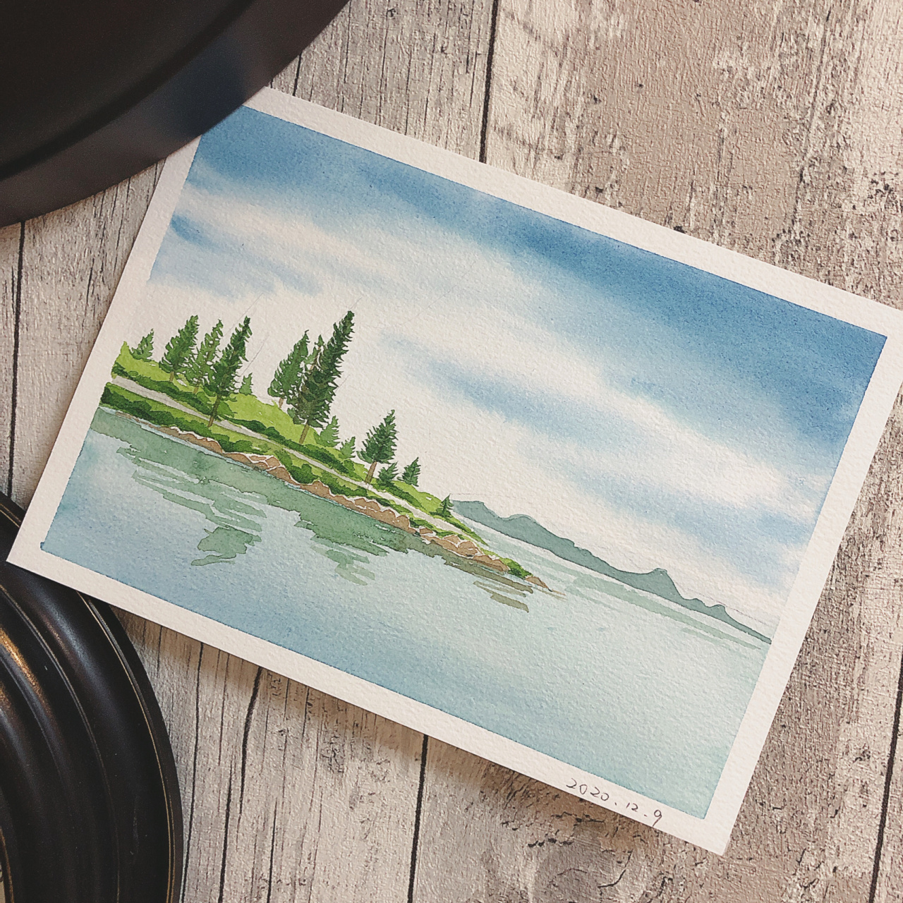 水彩临摹丨干湿结合画一副简单的风景画 94自学水彩:第16天 92