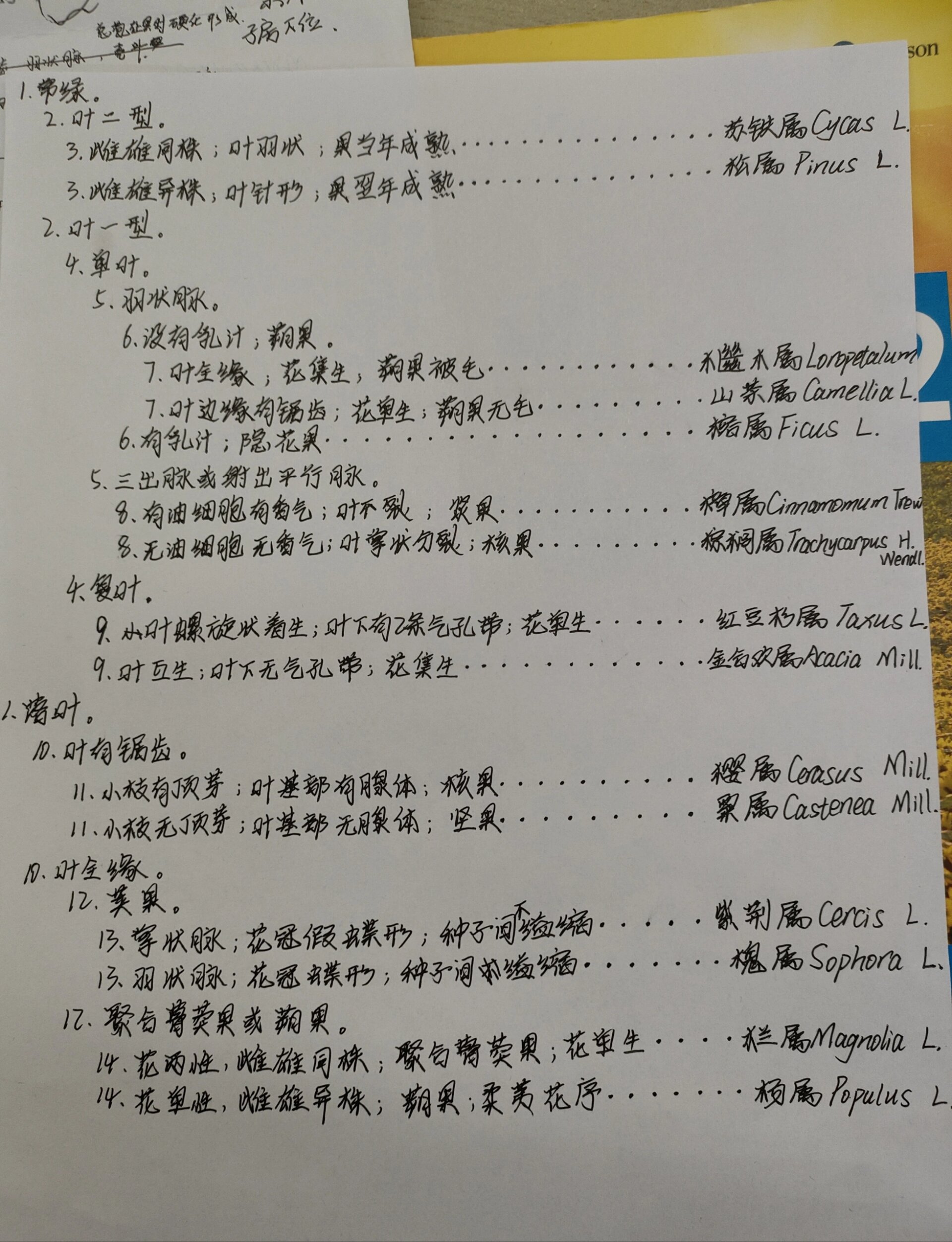 林学生的检索表