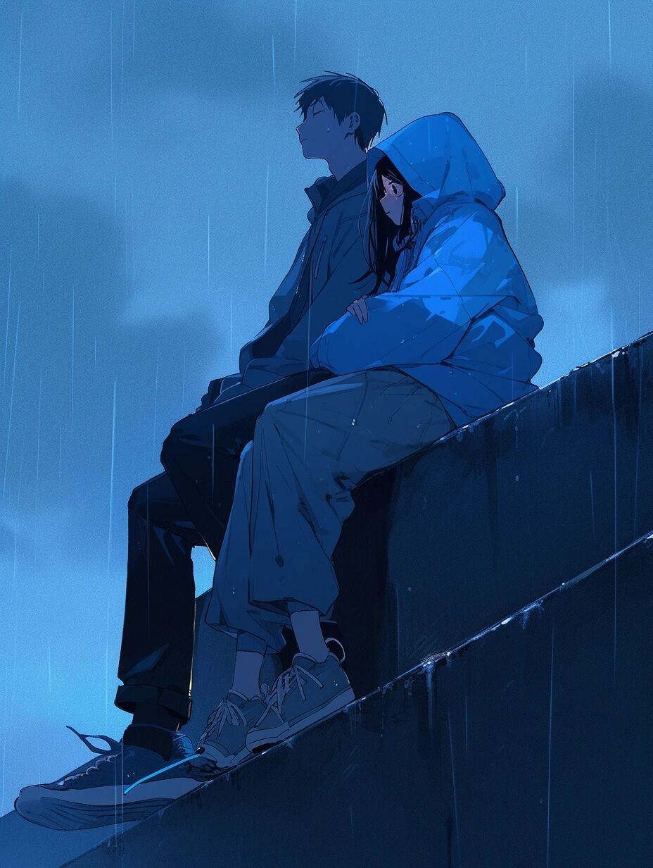 夜晚的雨天l情侣壁纸