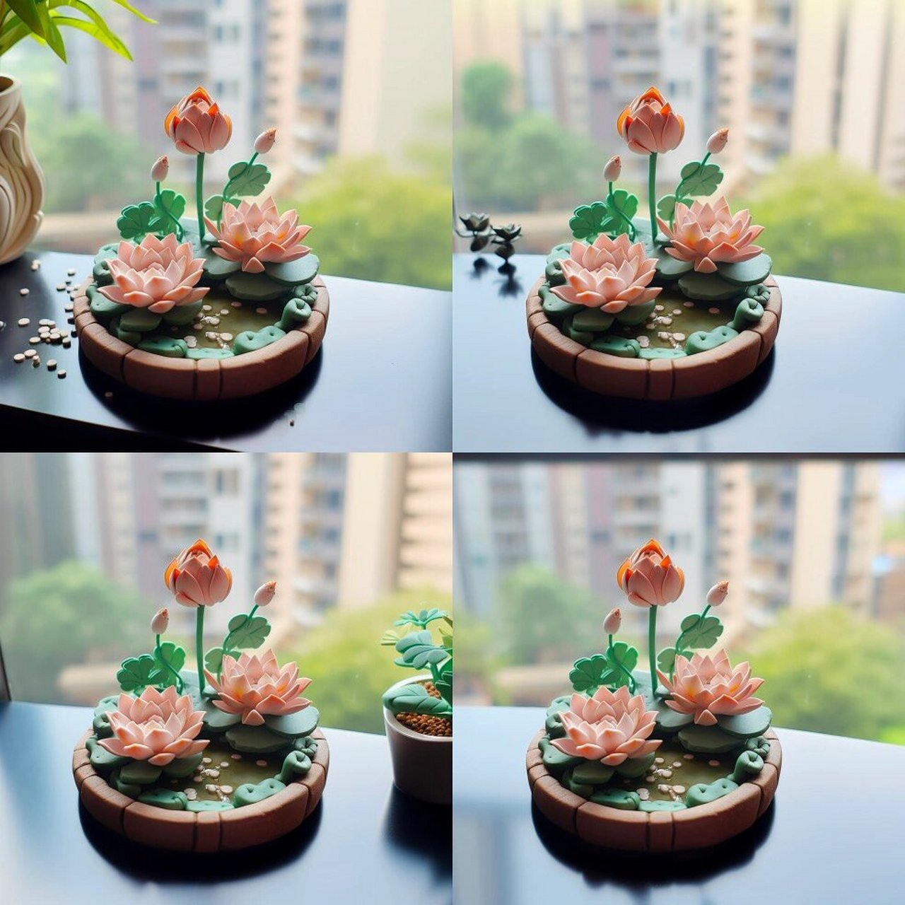 夏天的荷花呀,做起来很简单.粘土手工