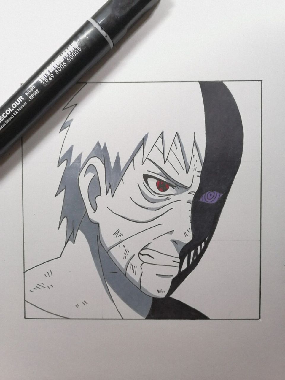 黑绝带土教程 #火影忍者# #手绘教程# #带土