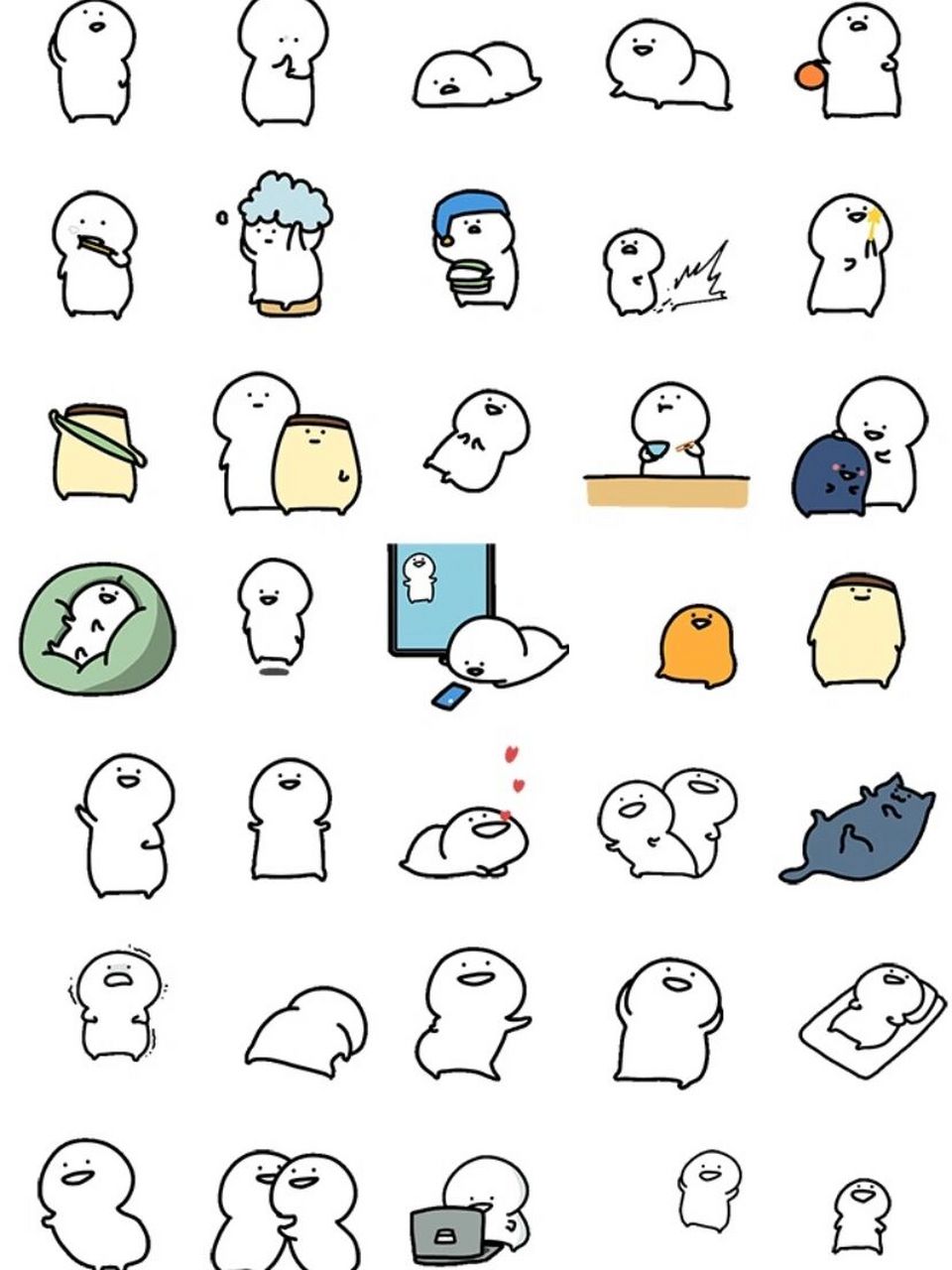 『白色扭扭小人表情包』合集① 小表情透明底动图