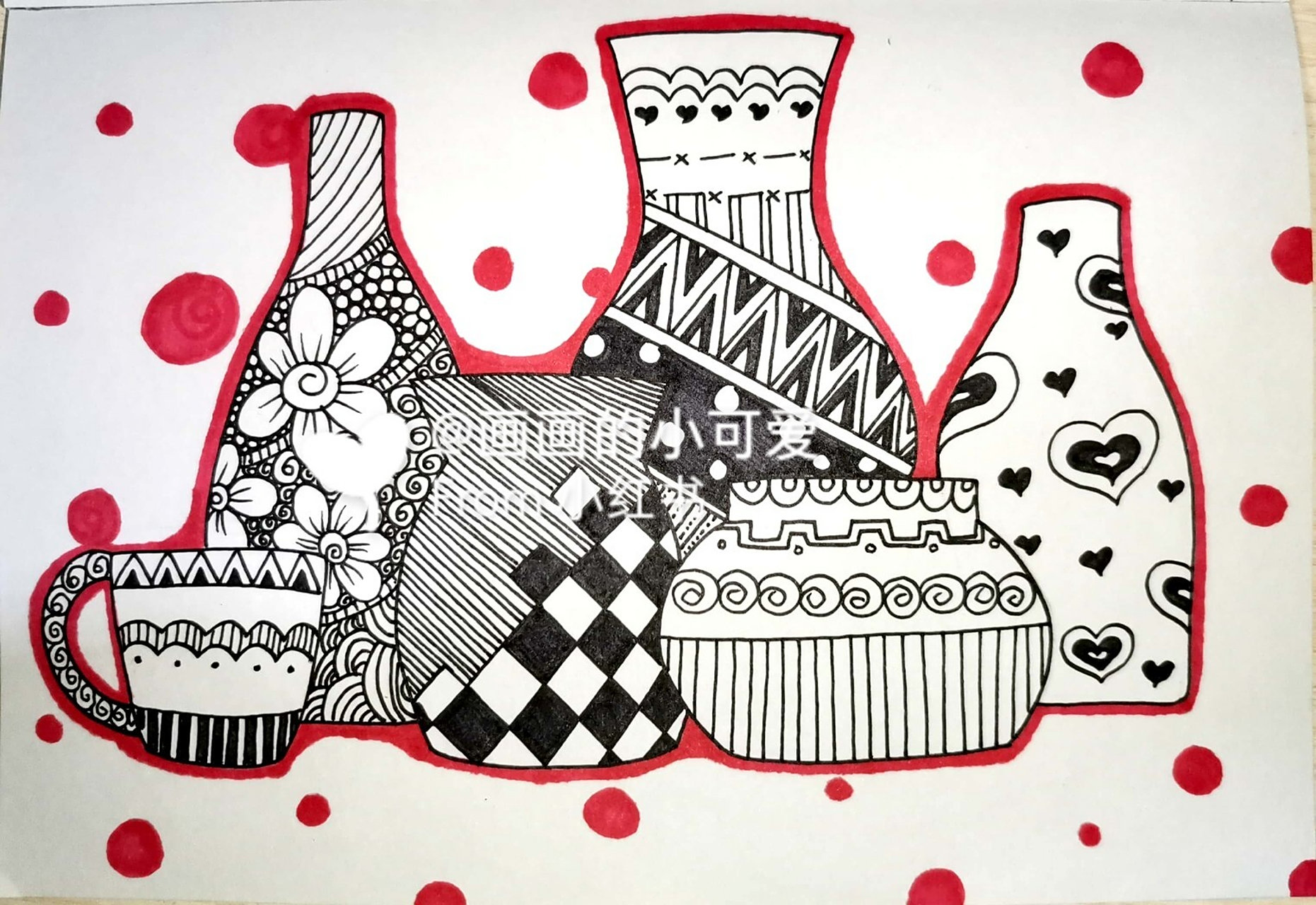 瓶瓶罐罐 创意儿童画 简笔画 线描