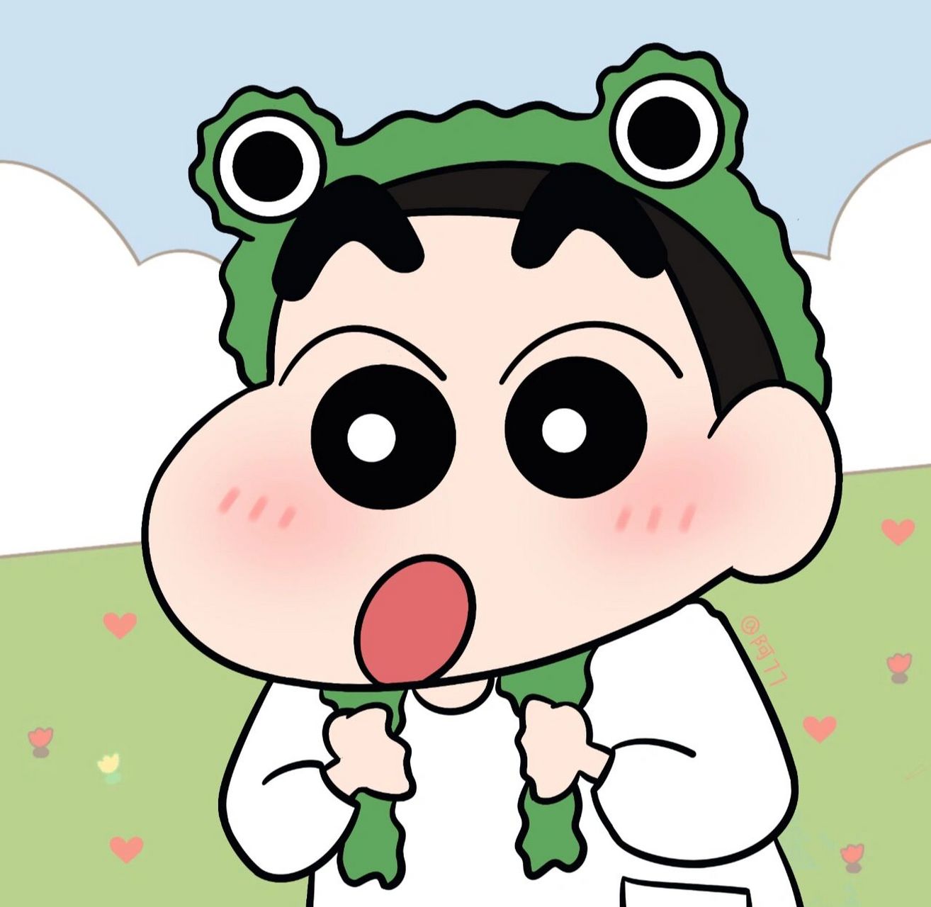 蜡笔小新风格可爱头像 今天也要开心鸭