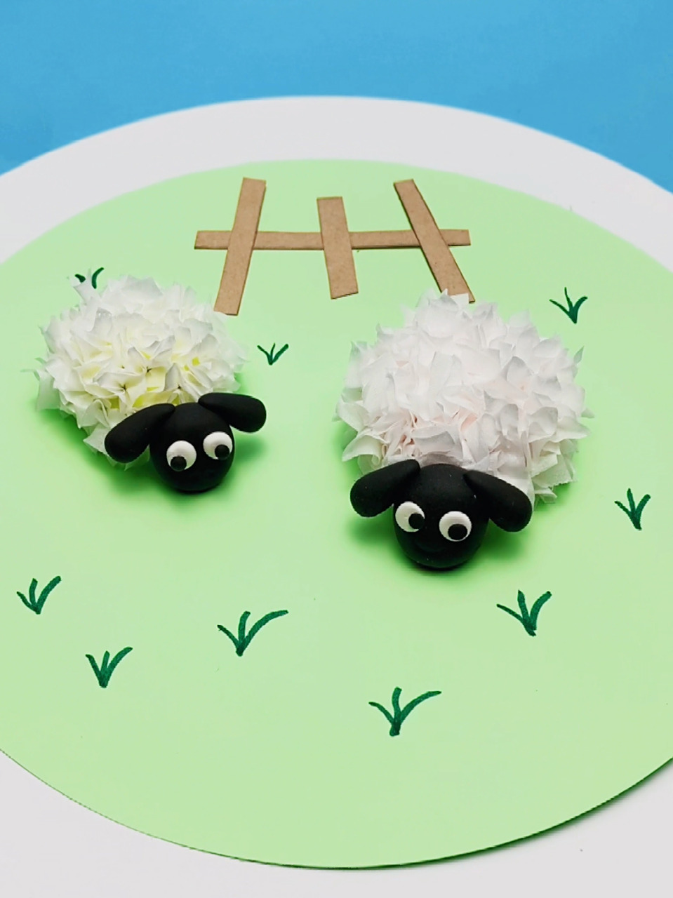 粘土小绵羊 用纸巾简单戳一戳就能做  小绵羊,快试试吧