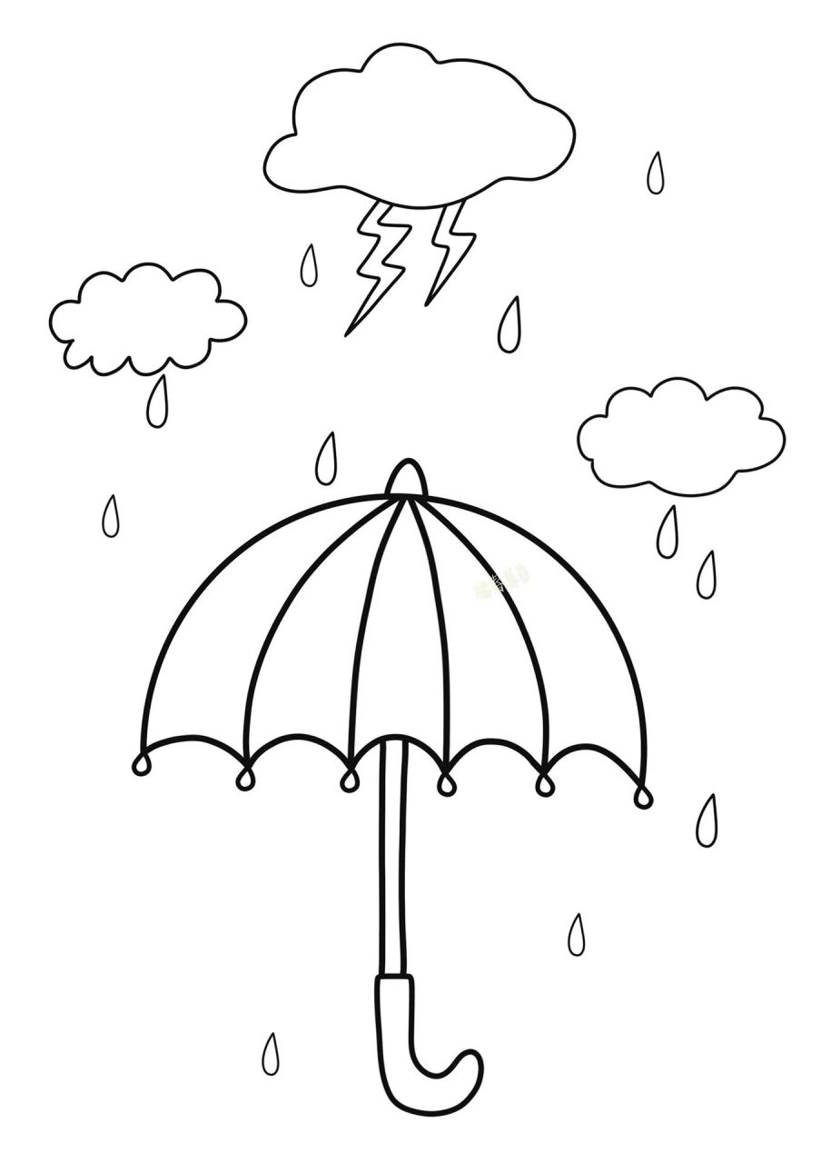 《雨伞》涂色素材/可打印 美术涂色训练