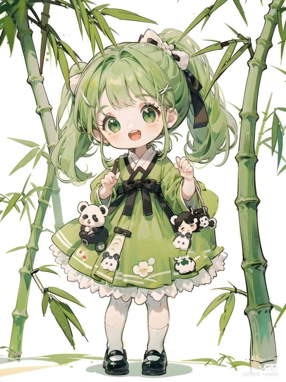 竹子和小女孩头像. 竹子
