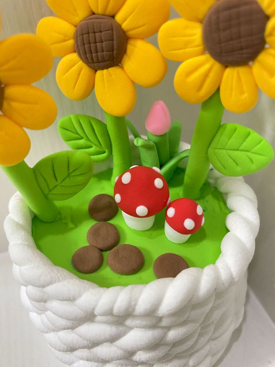 超轻黏土～向日葵摆件9797黏土作品 向日葵小摆件97 花盆里还有