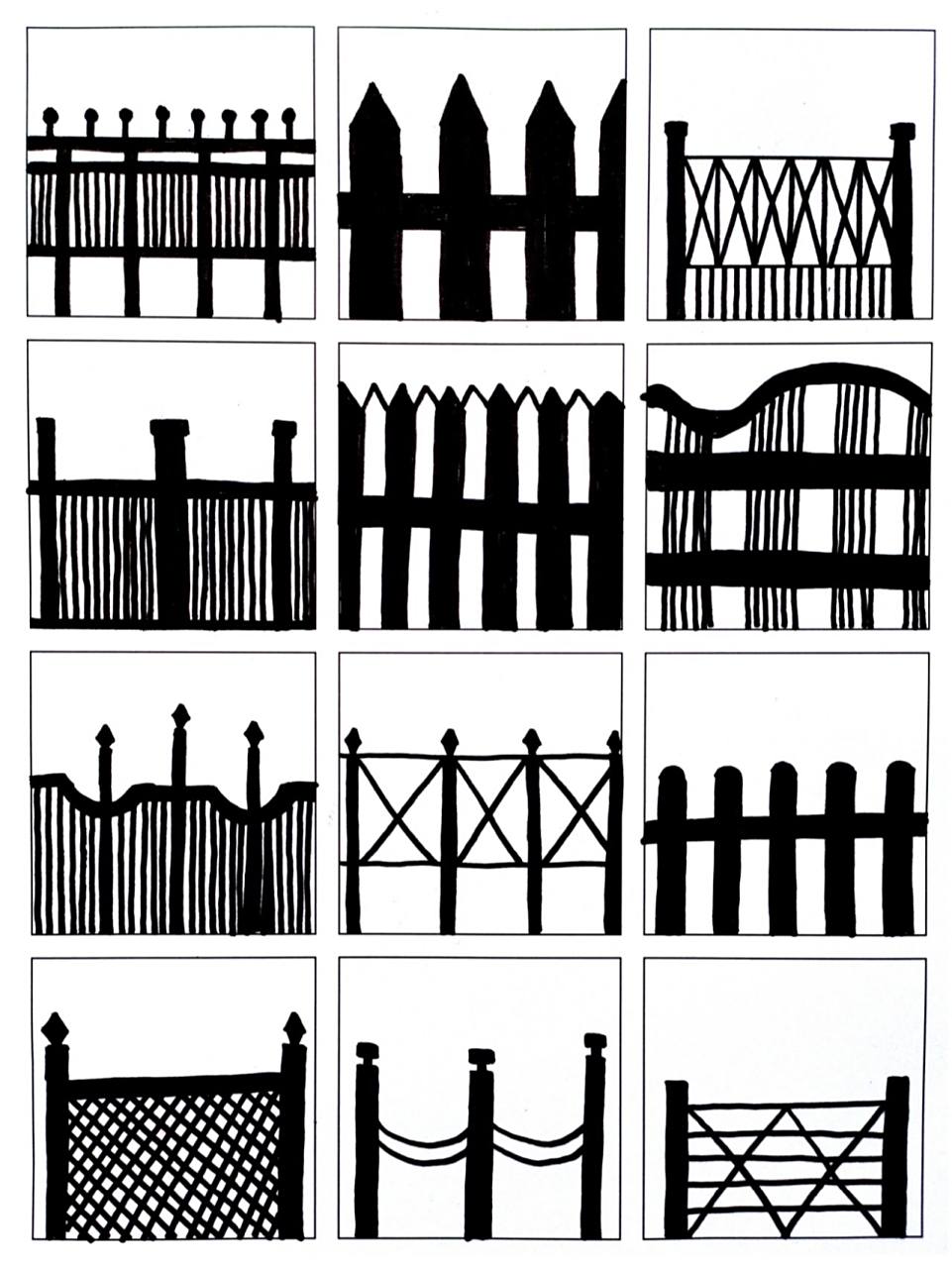 原创控笔训练/栅栏/栏杆/黑白装饰画/简笔画 栅栏控笔训练