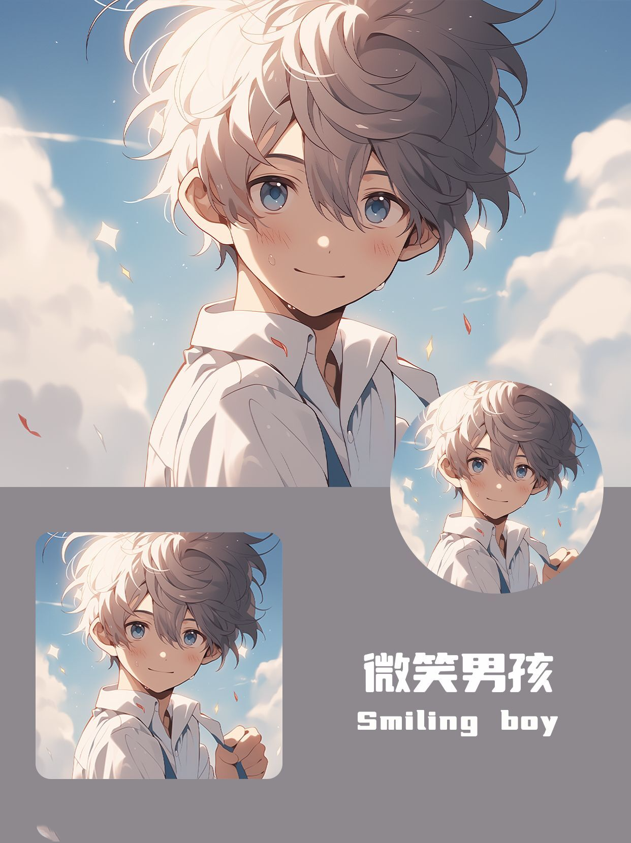 微笑男孩丨卡通头像丨单人