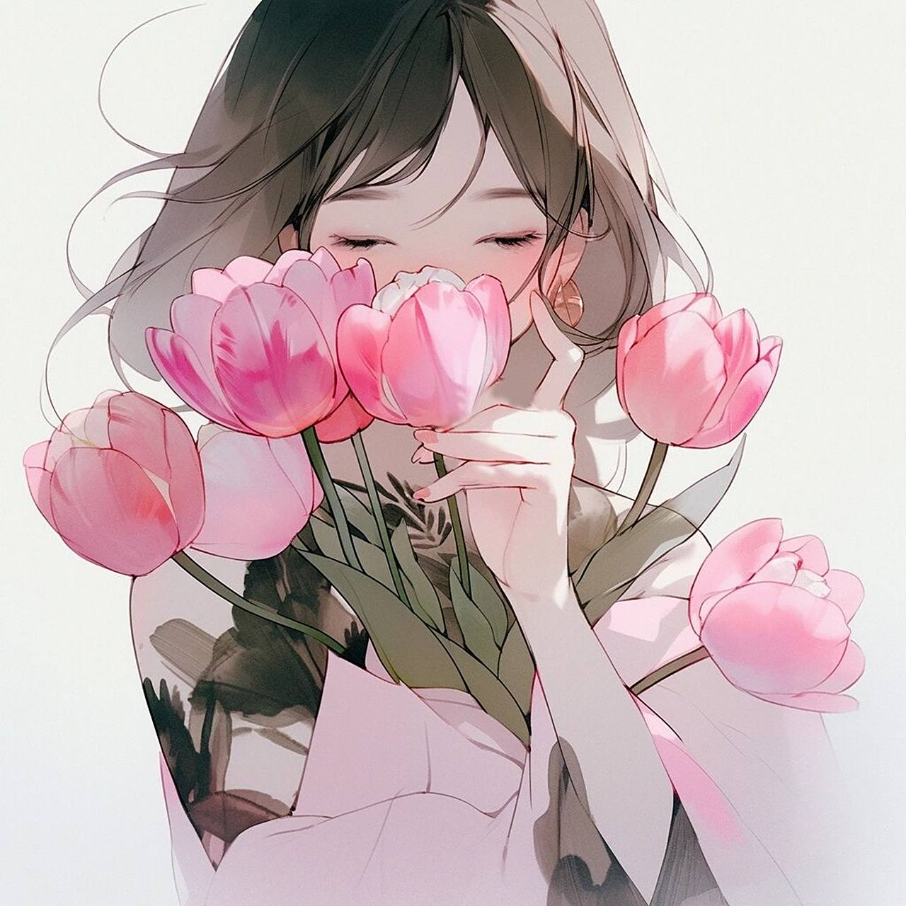 悄悄画下你温柔如风‖捧花气质女生头像 你们说要笑的温柔的气质女生