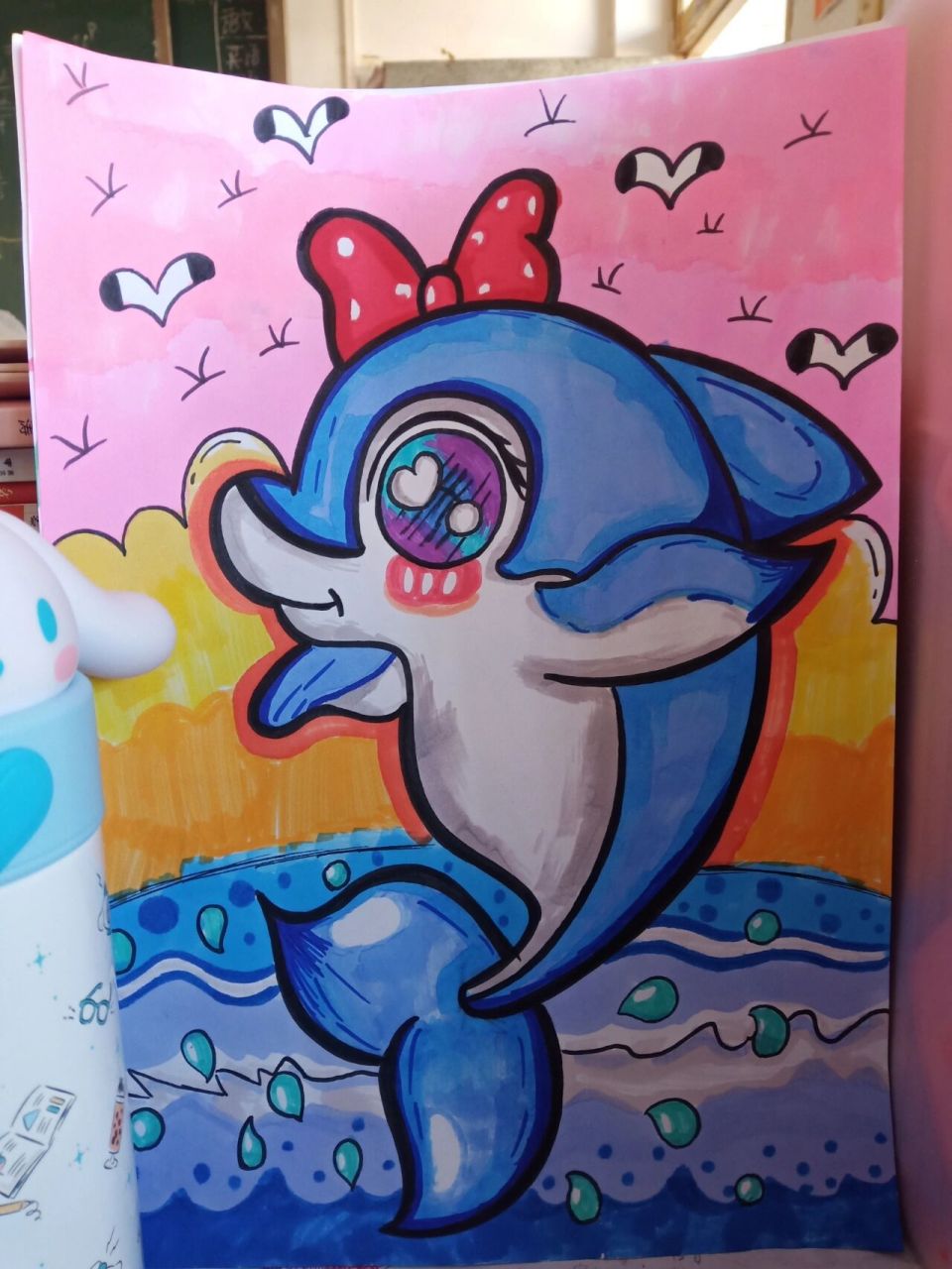 蓝色海豚简笔画图片