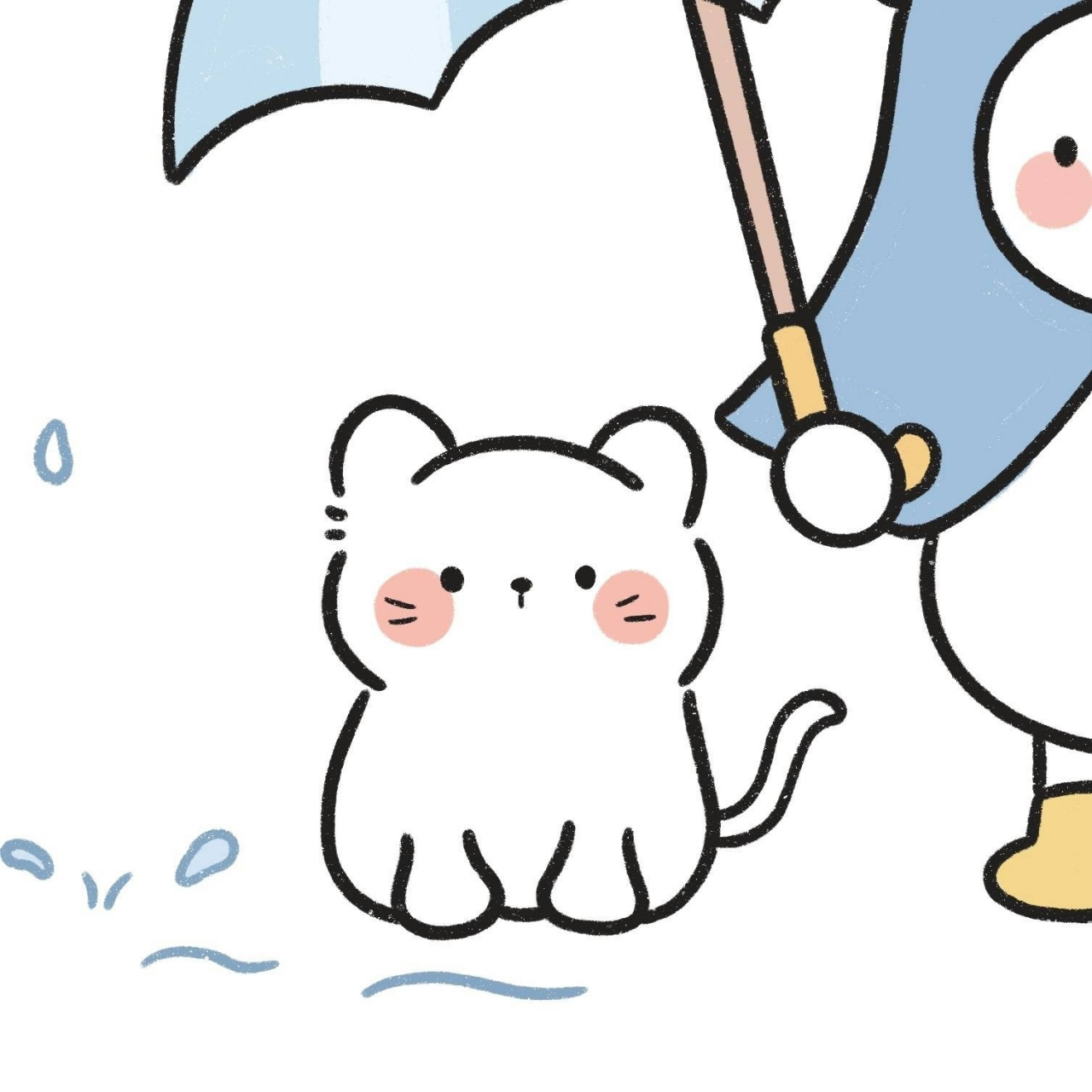 超可爱小喵咪打伞情侣头像