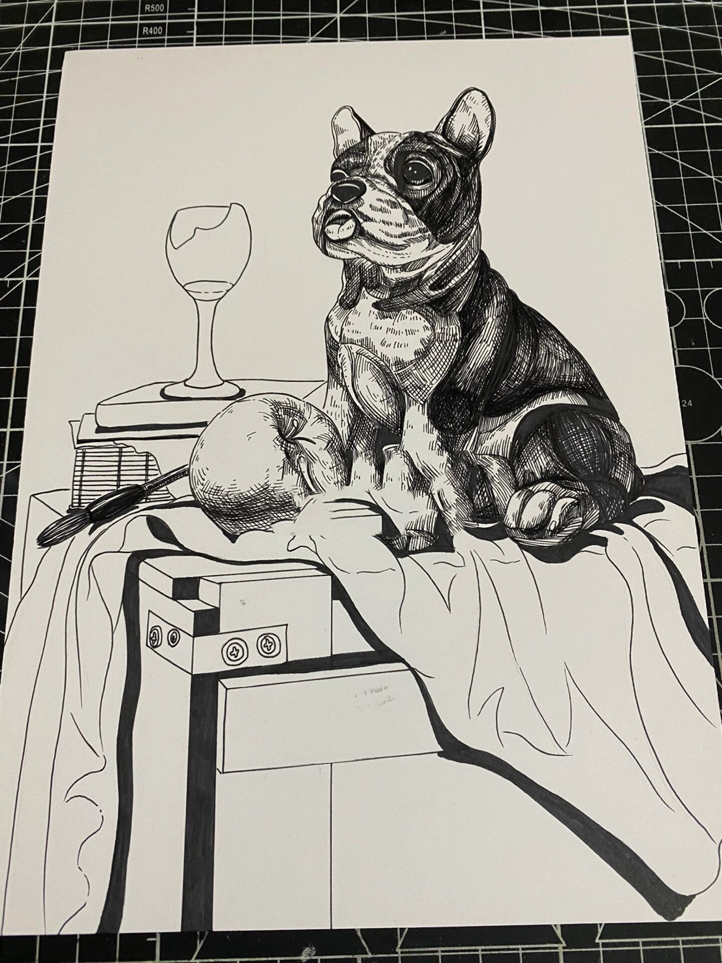 狗|静物黑白线描【附过程】