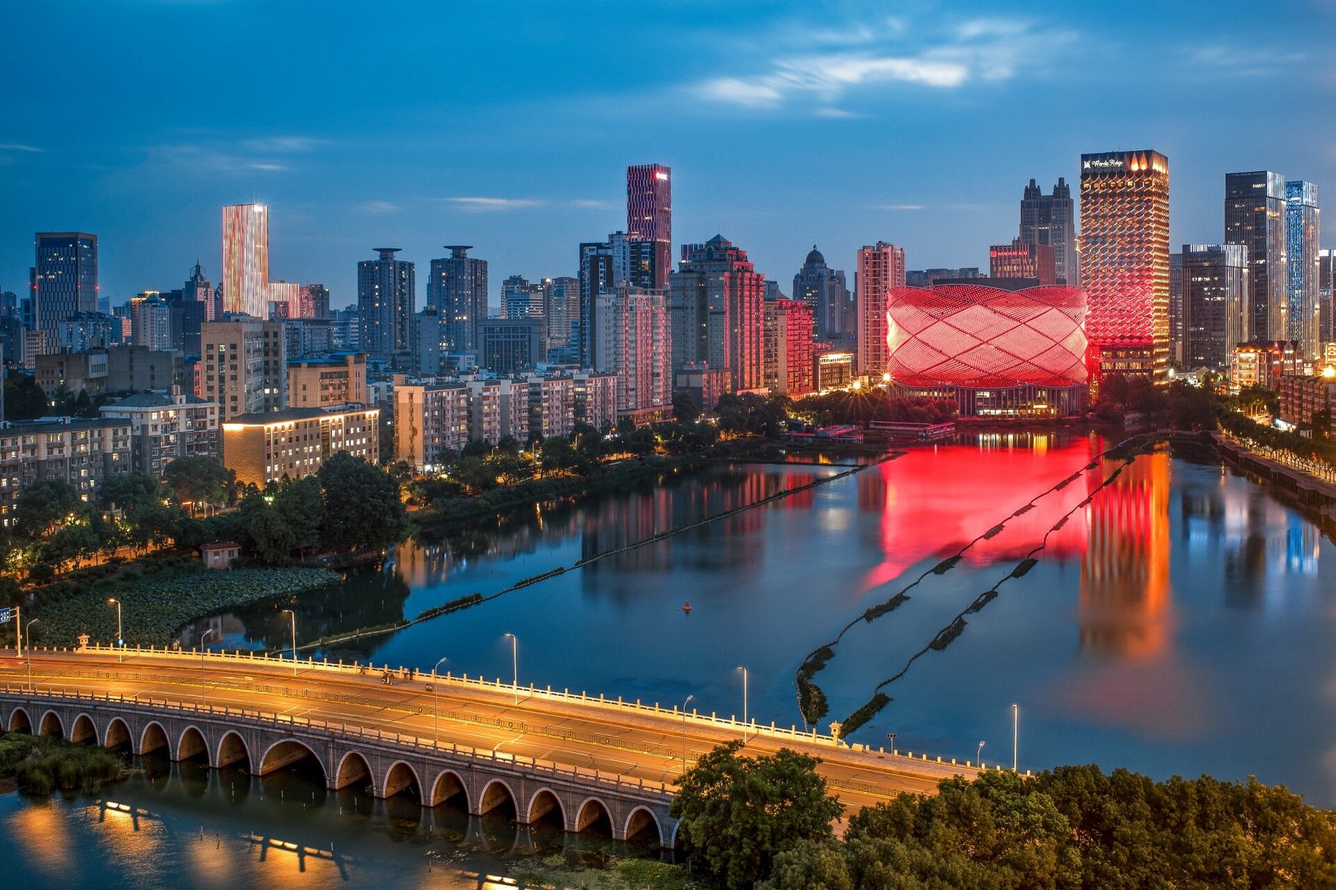 118-武汉城市风光照/水果湖双湖桥与汉秀 很棒的夕阳机位,去的时候太