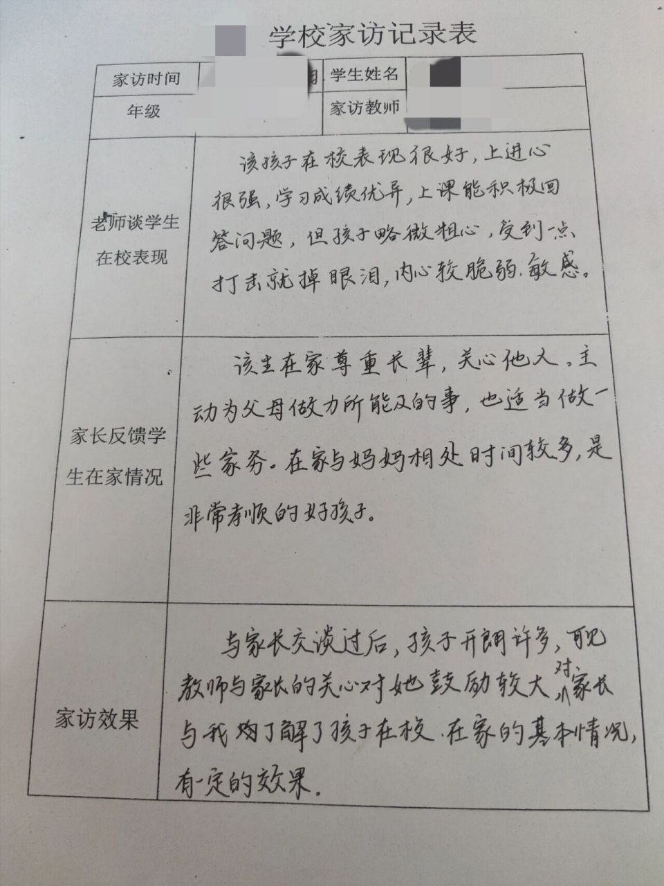 小学家访记录表180篇图片