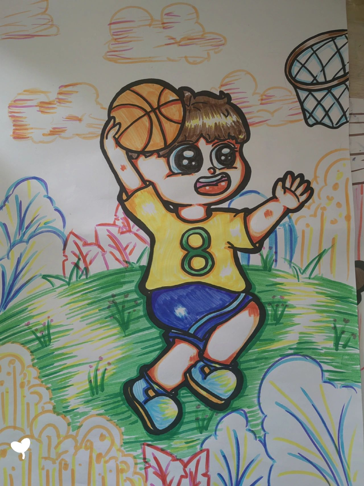 简笔画《投篮的小男孩@小hi爱学习的动态