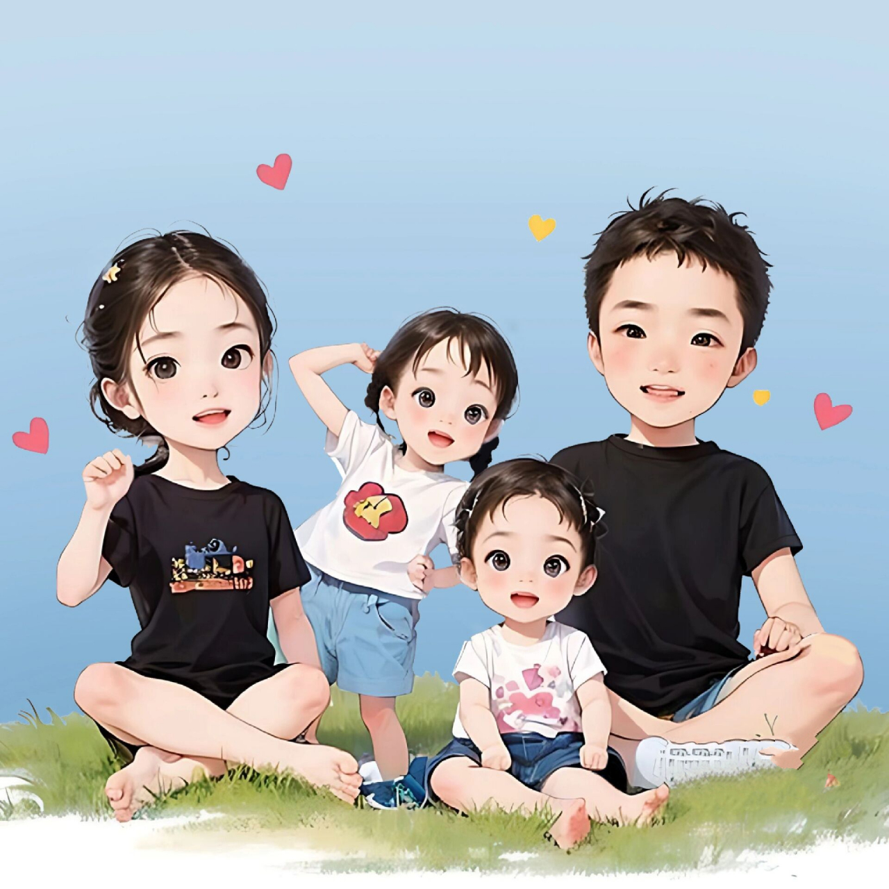 亲子头像93一家四口两个女儿头像来喽 我的首页免费娶图,原创头像