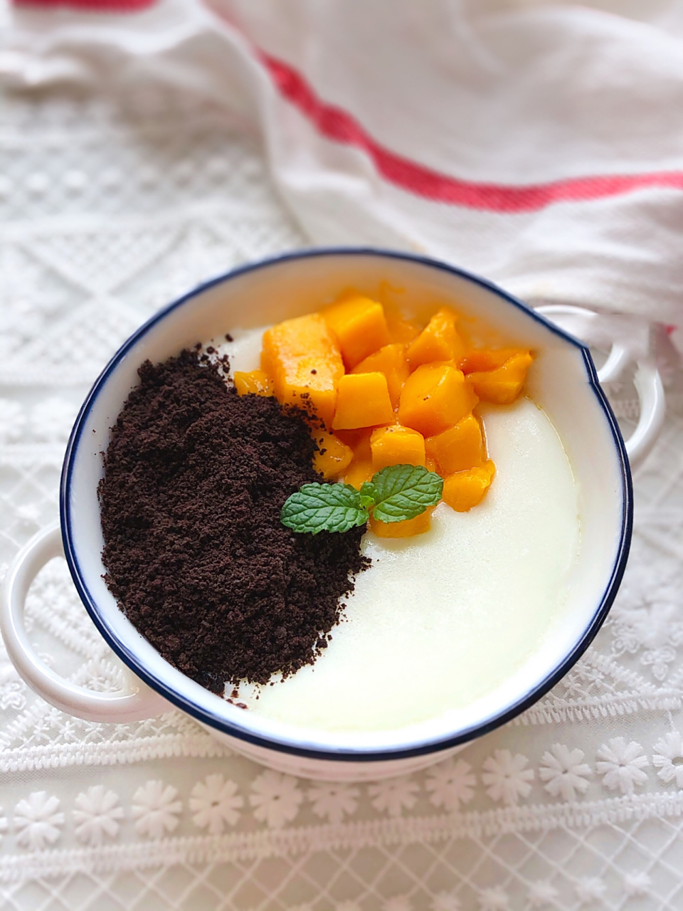 入口即化6015做法巨简单的芒果奥利奥双皮奶 自制家庭版奥利奥