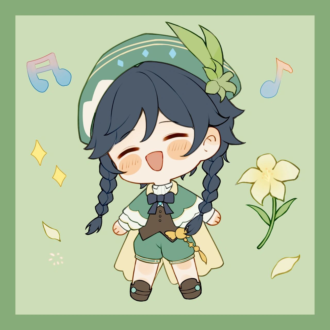 q版人物|卡通头像|原神温迪q版 原创q版人物原神温迪同人卡通头像,有