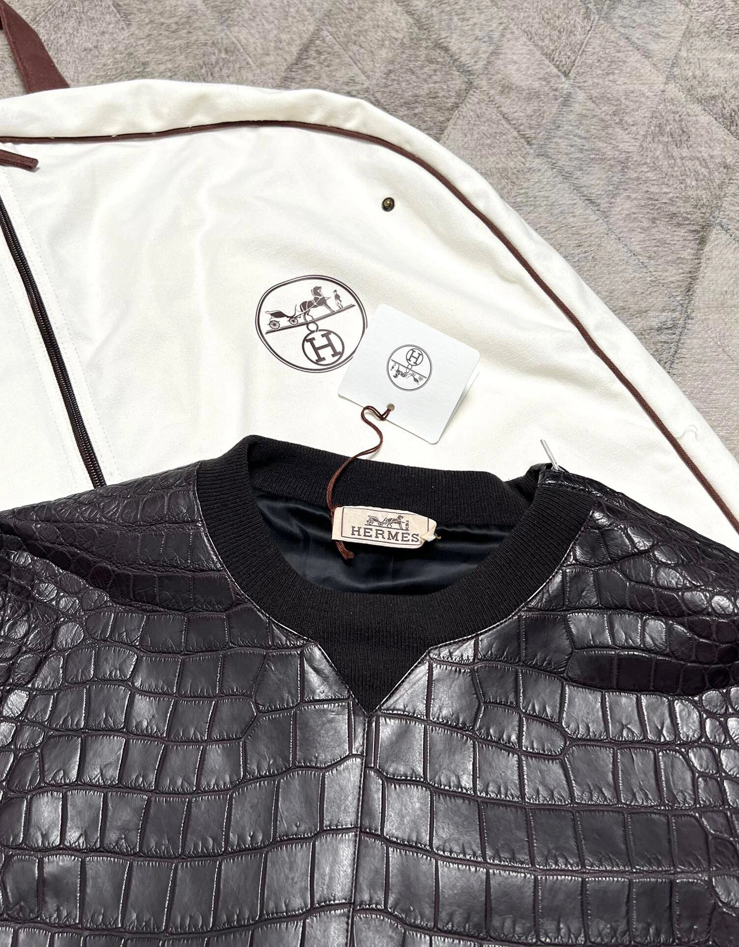 hermes 爱马仕 倒v 鳄鱼皮夹克外套 超帅