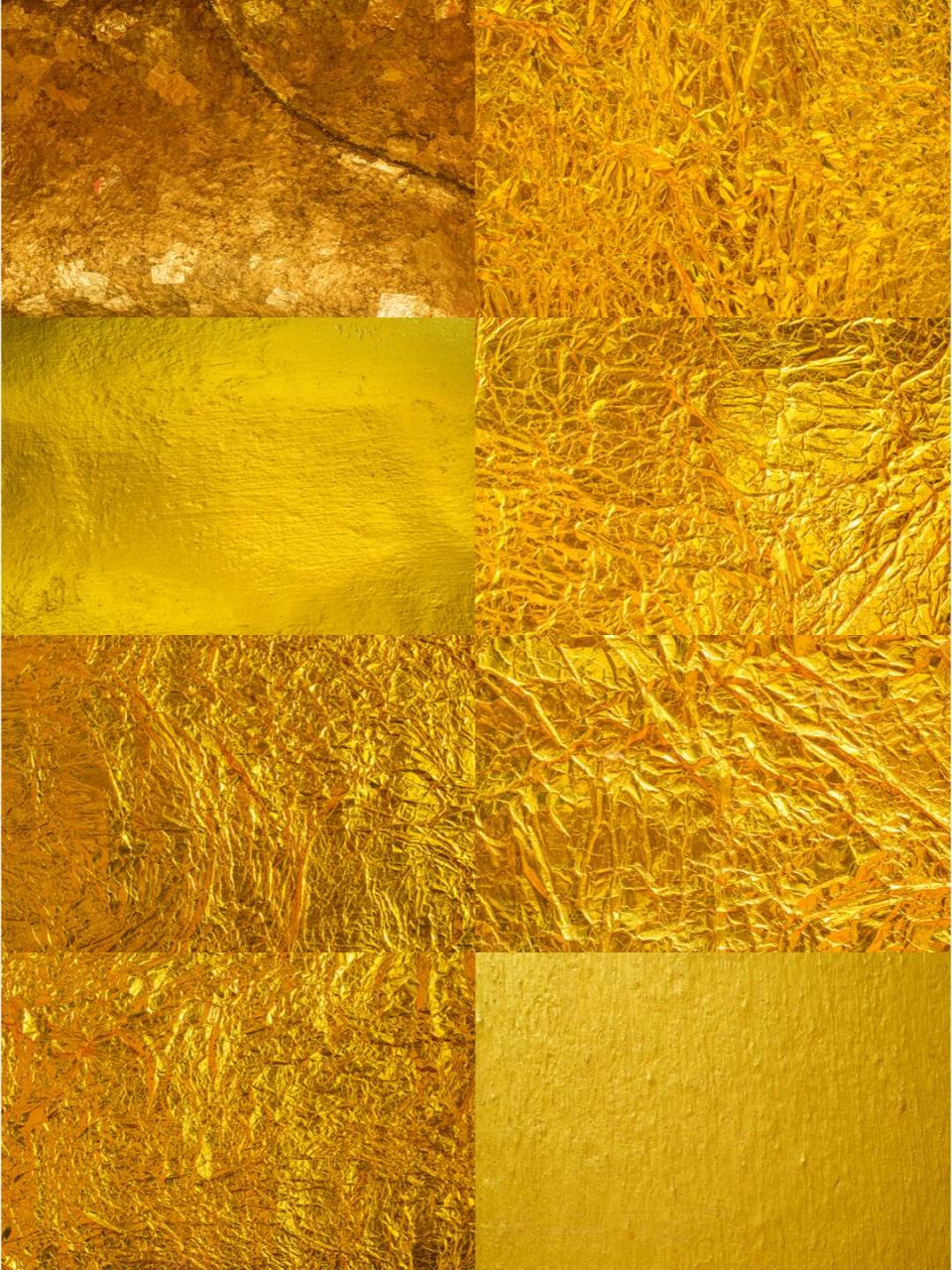 高清铝合金属金箔纹理肌理样机贴图背景 ps后期设计素材 一套黄金金箔