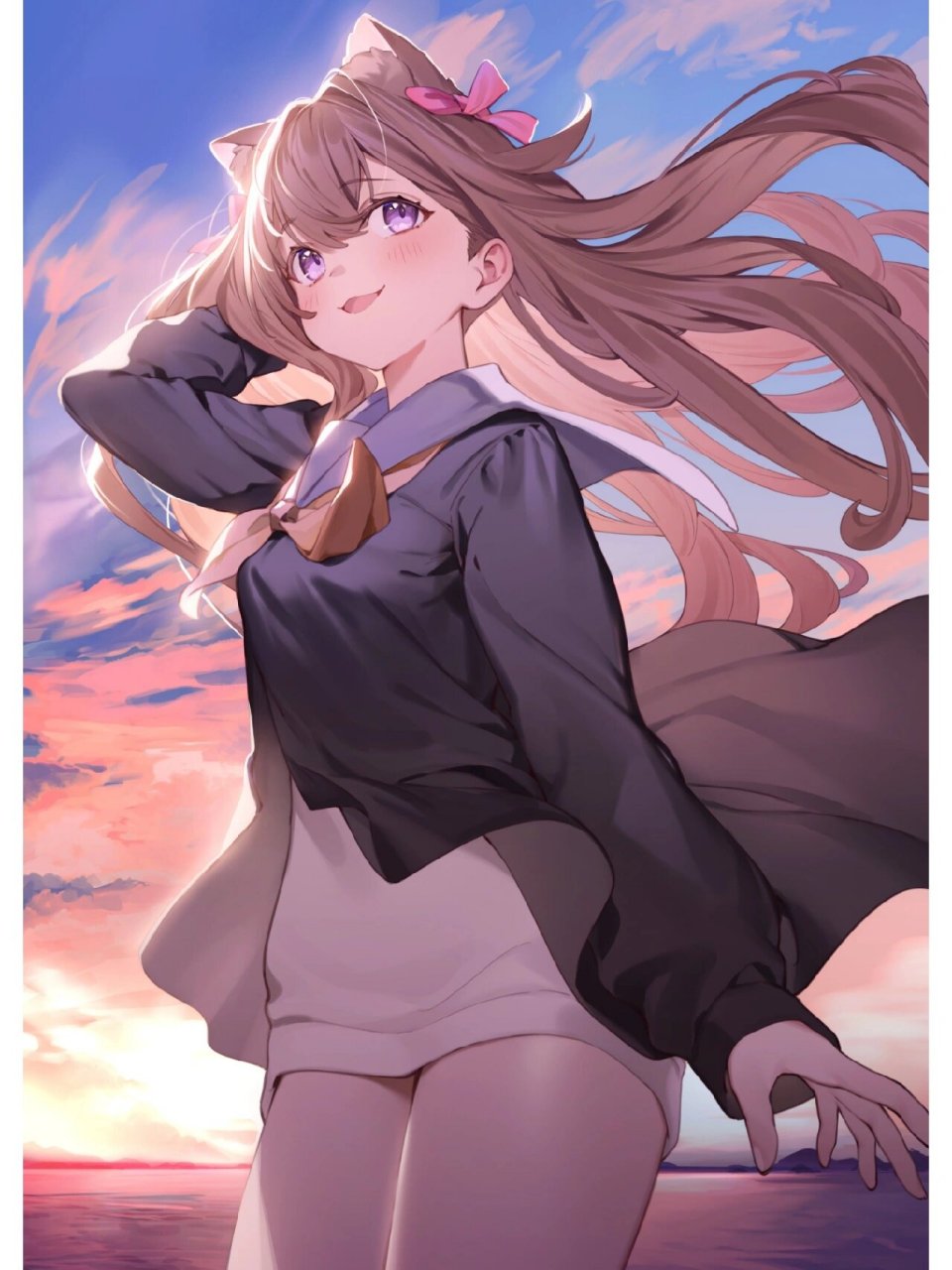 二次元|黑丝&白丝猫耳jk 画师:nyum 转载自画师推特,猫猫能有什么坏