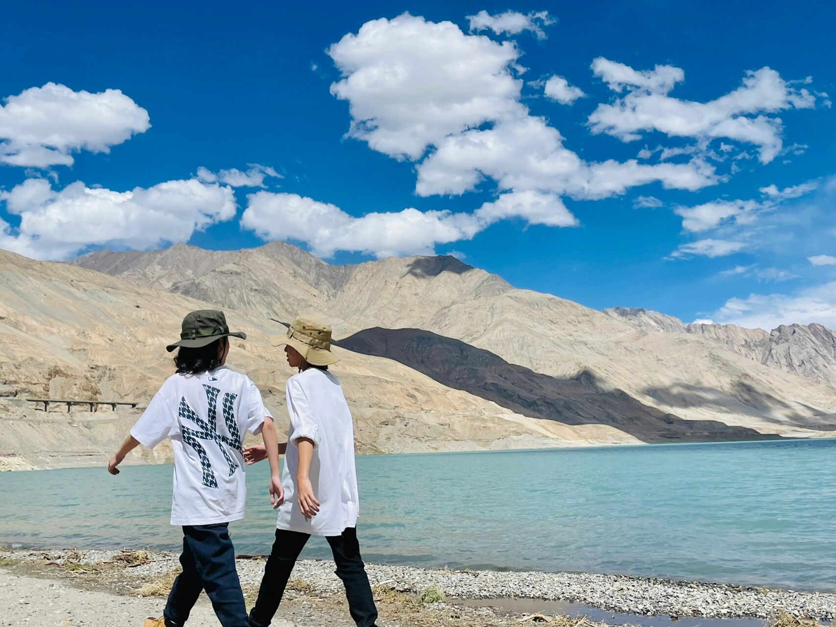 一下车看到两个可爱的小男孩奔向湖边, 对视了一眼,这不是臻臻和铁程