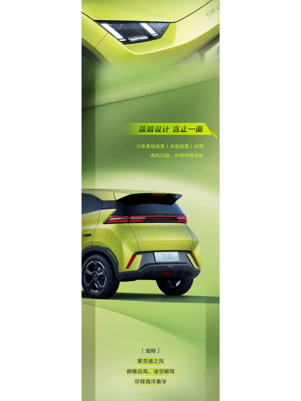 比亚迪放出海鸥海报 a0级 卷起来 前两天五菱宾果发布之后,今天比亚迪