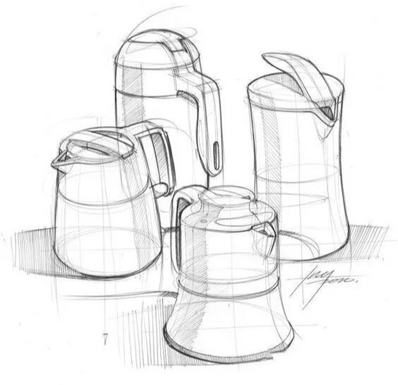 水杯设计优质草图手稿