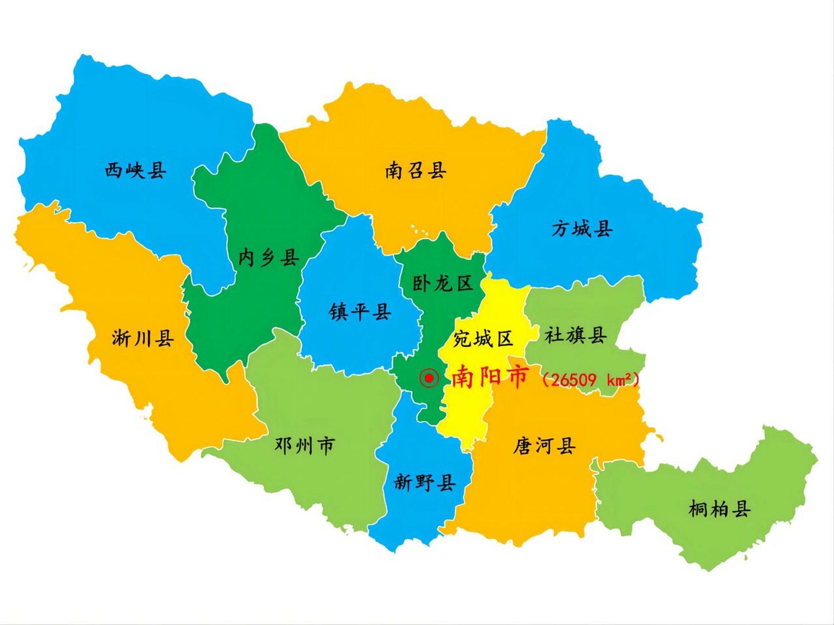 唐河县,桐柏县,方城县,西峡县,社旗县 4个管理/高新/经济区:南阳高新