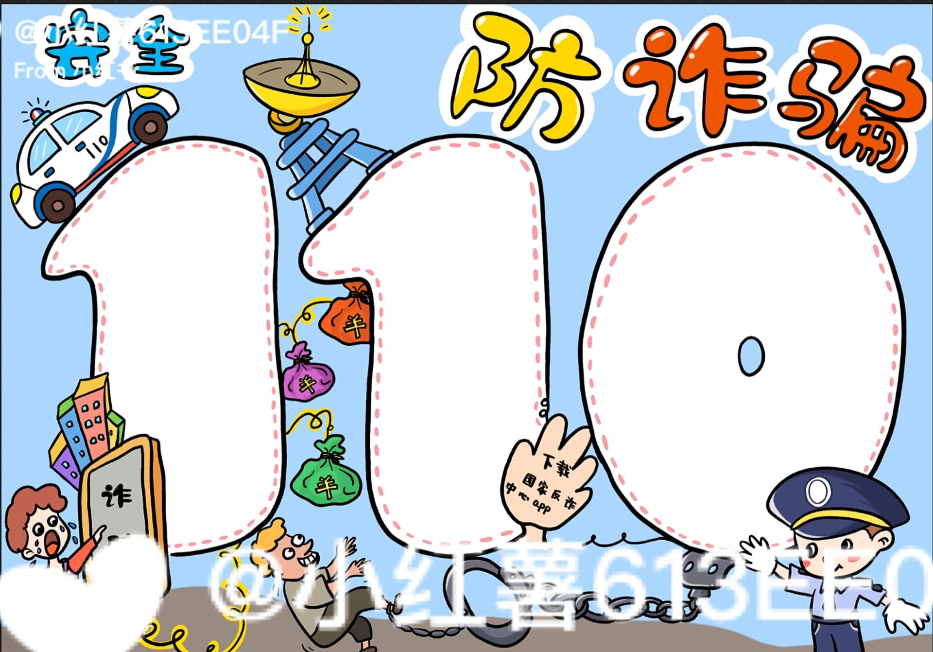 110防诈骗/网络安全/电信诈骗手抄报