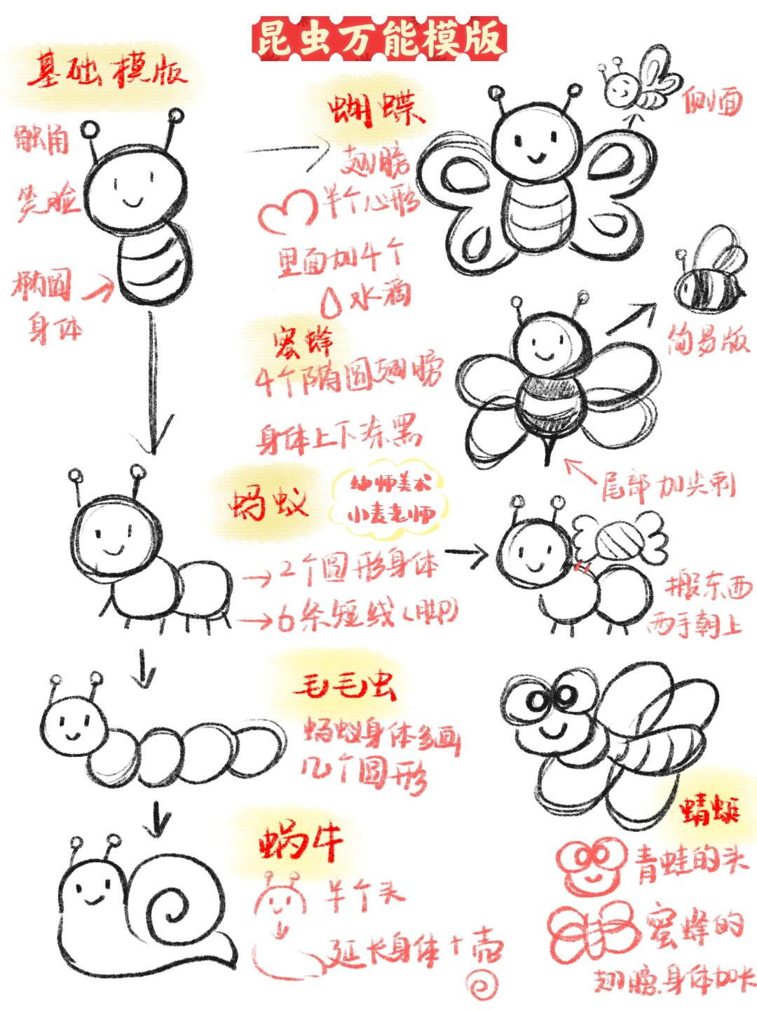 🔥教资,考编必看‼️1⃣️分钟学会画昆虫🐞