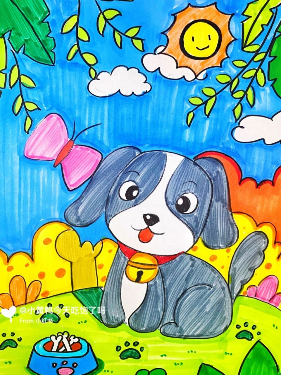儿童画小狗 画法图片
